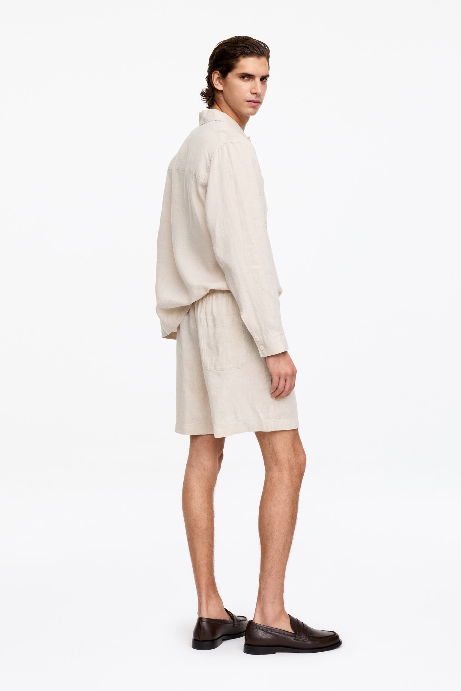 Shorts in lino-Beige - 4