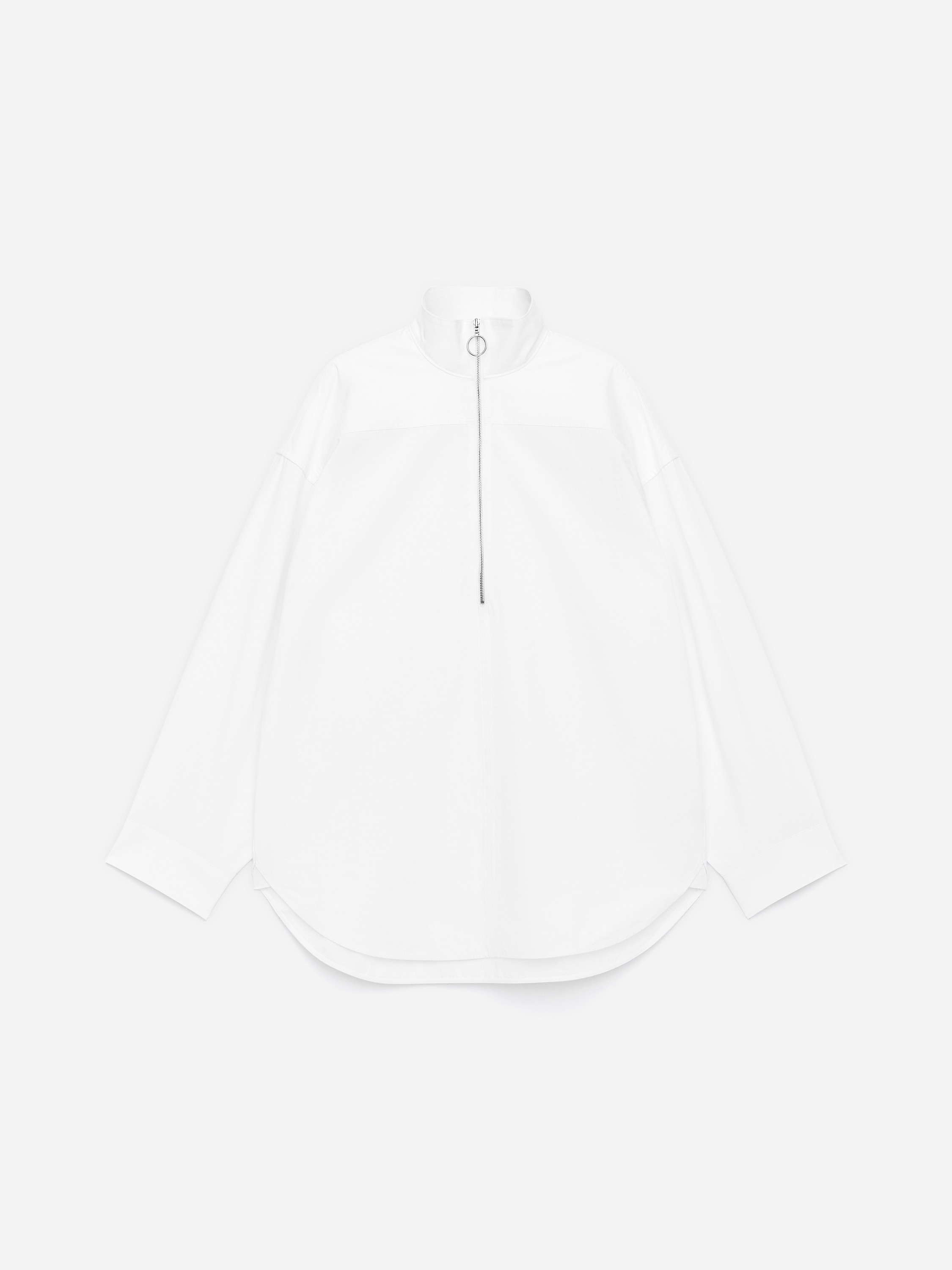 Shirt mit kurzem Reißverschluss - Weiß