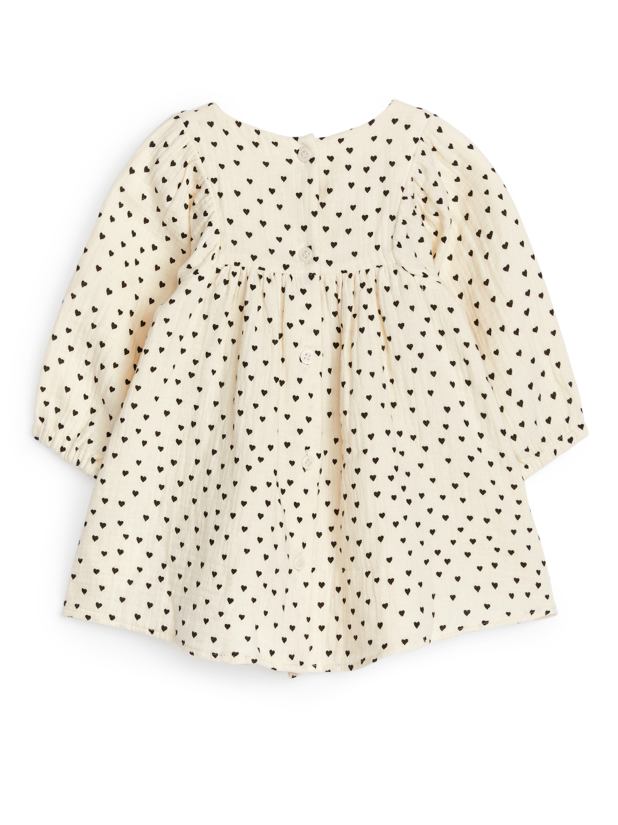 Visa större bild: Klänning i bomullsmuslin - Off-white/svarta hjärtan - BARN | H&M SE 2