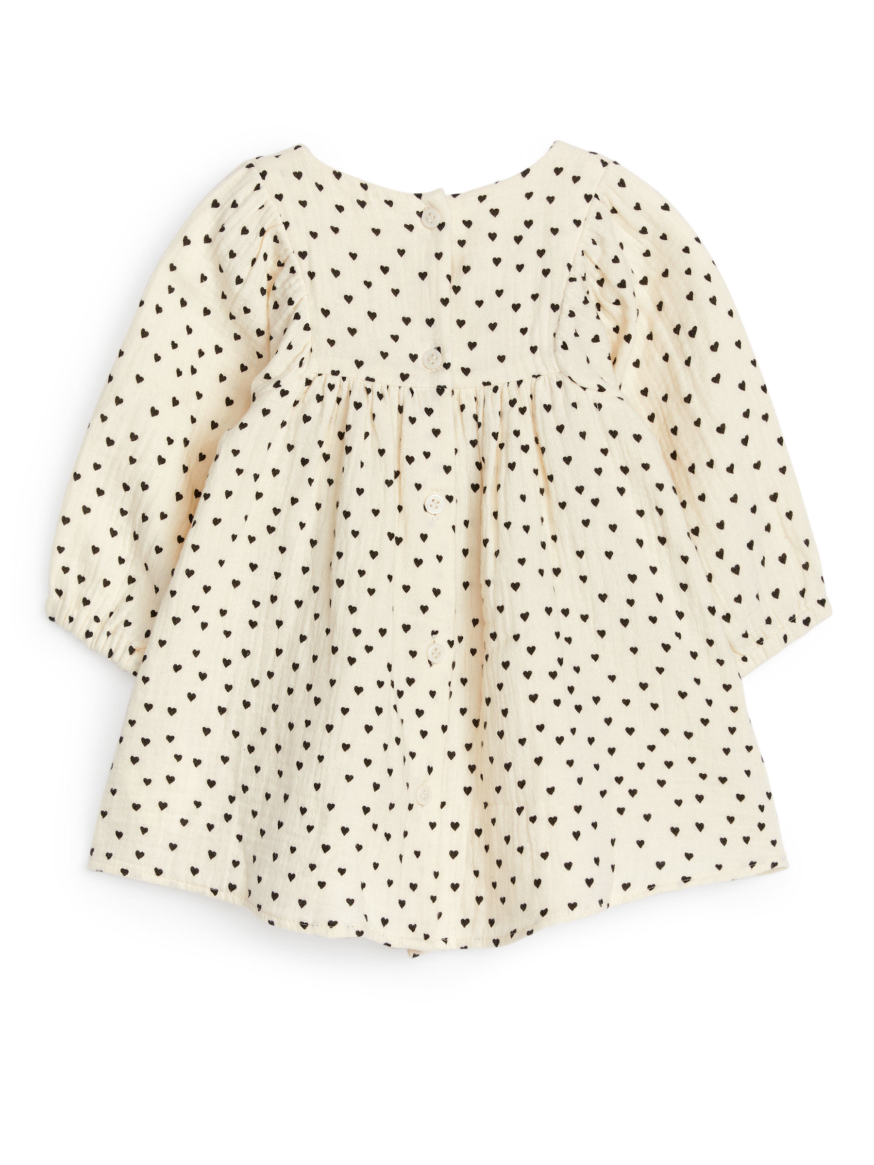 Cotton Muslin Dress - Off White/Black Hearts - Oversized - Children - StillMedia/DescriptiveStillLife - 2