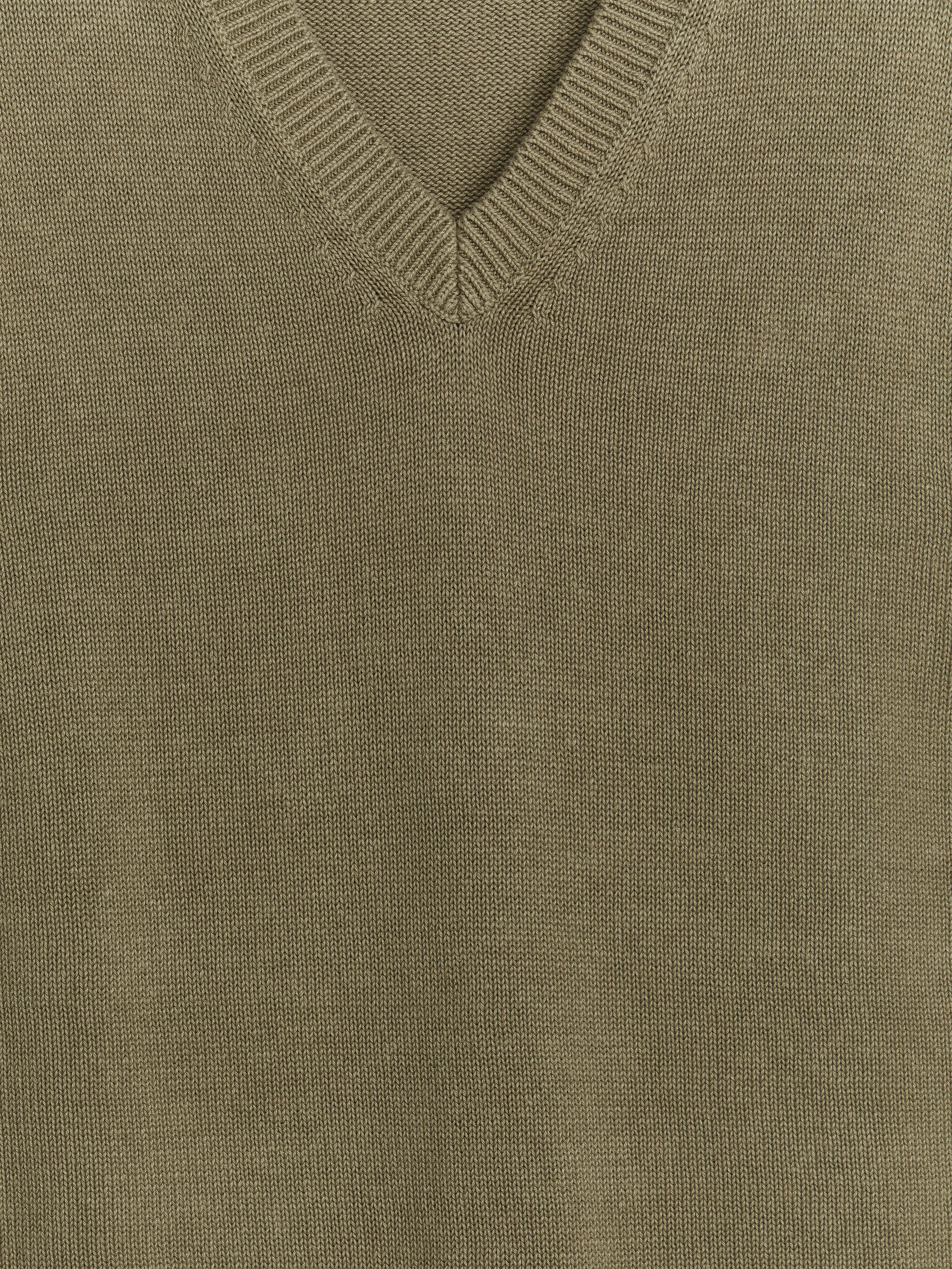 Knitted Linen Cotton Vest - Khaki Green - Relaxed fit - Men - StillMedia/DescriptiveDetail - 1