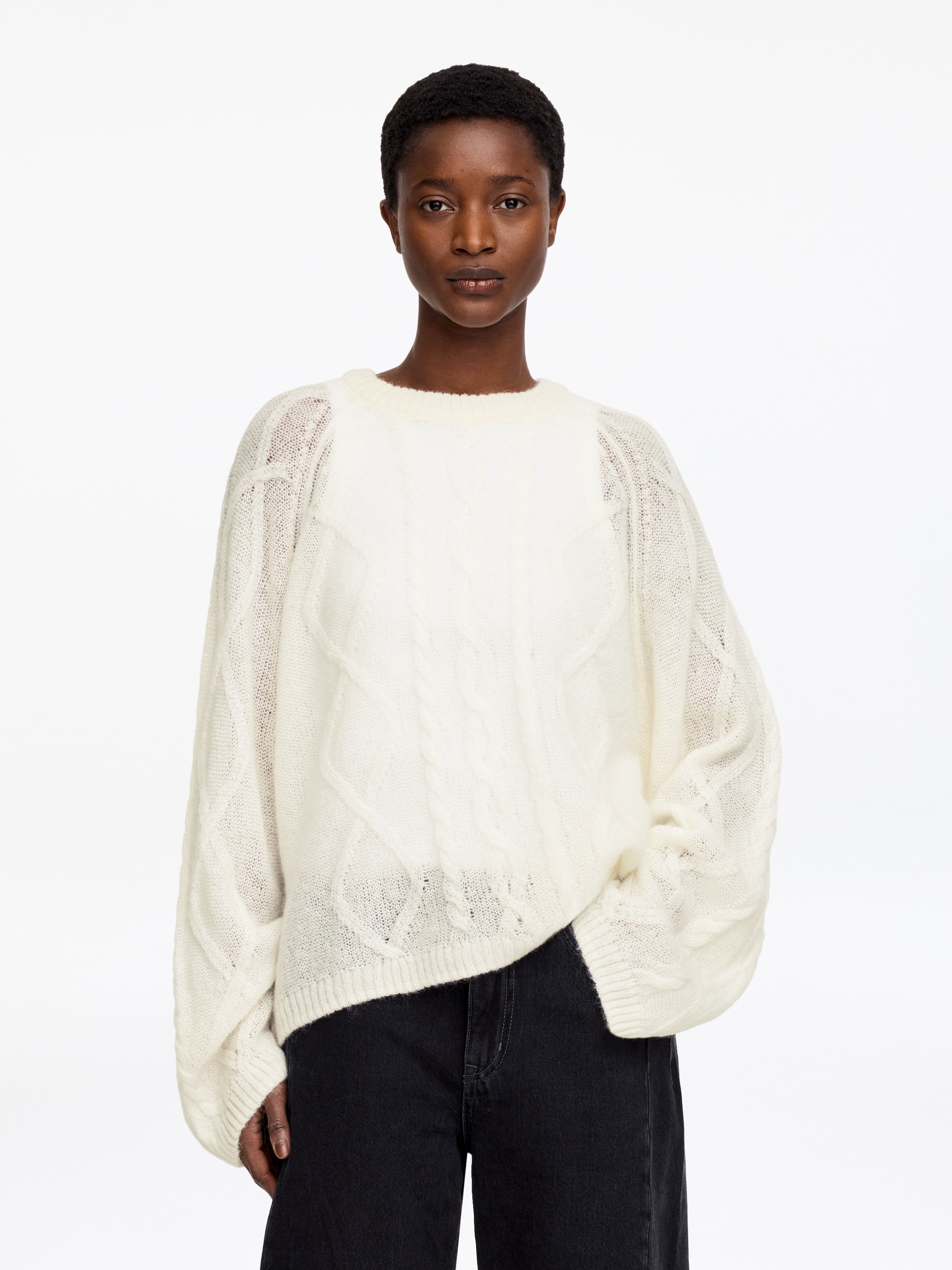 Pull en mélange de laine et de mohair-#ffffff-18254