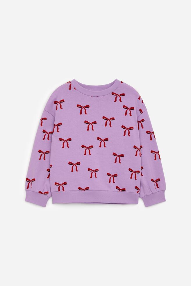 Bedrucktes Sweatshirt - Flieder/Rot - 1