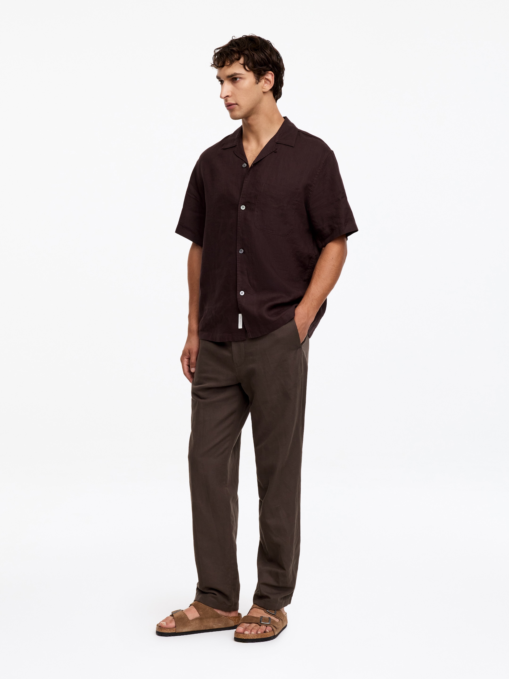 Linen Blend Trousers - Brown - Relaxed fit - men - StillMedia/Lookbook - 10