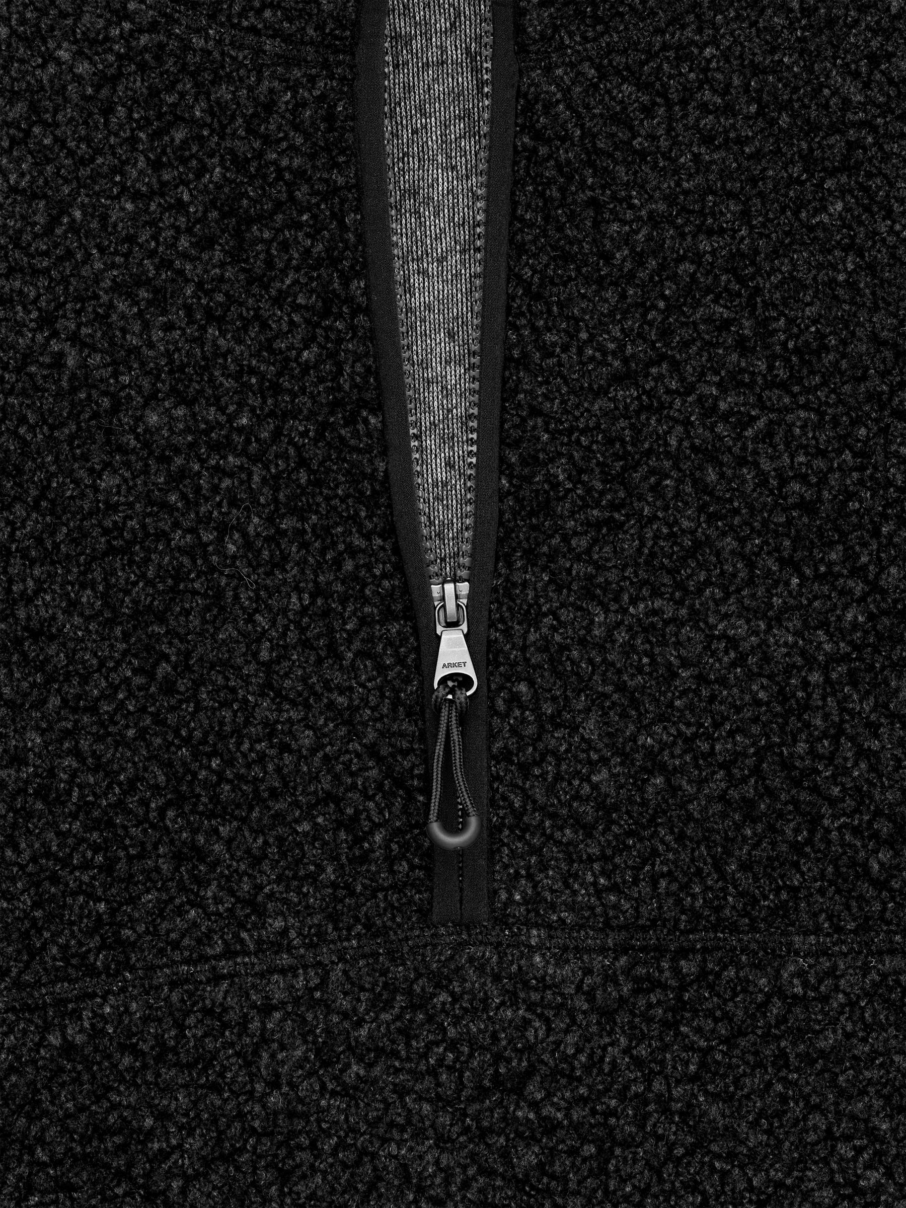 Wool Blend Pile Half-Zip - Dark Grey - Loose fit - Men - StillMedia/DescriptiveDetail - 1