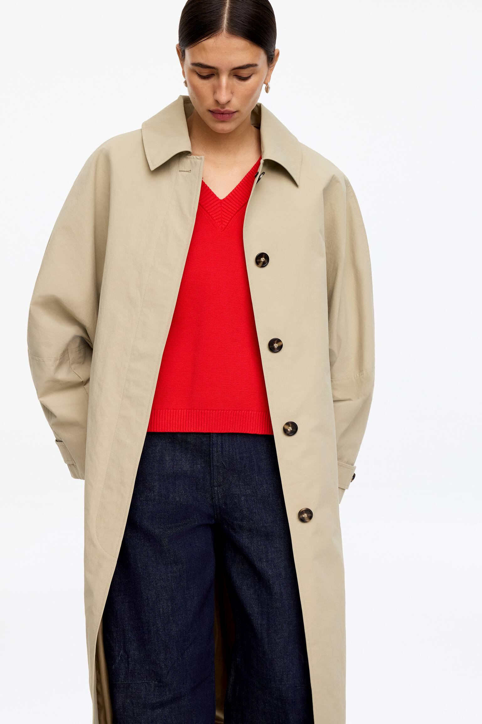 Bomuldstrøje med V-hals - Rød - 5