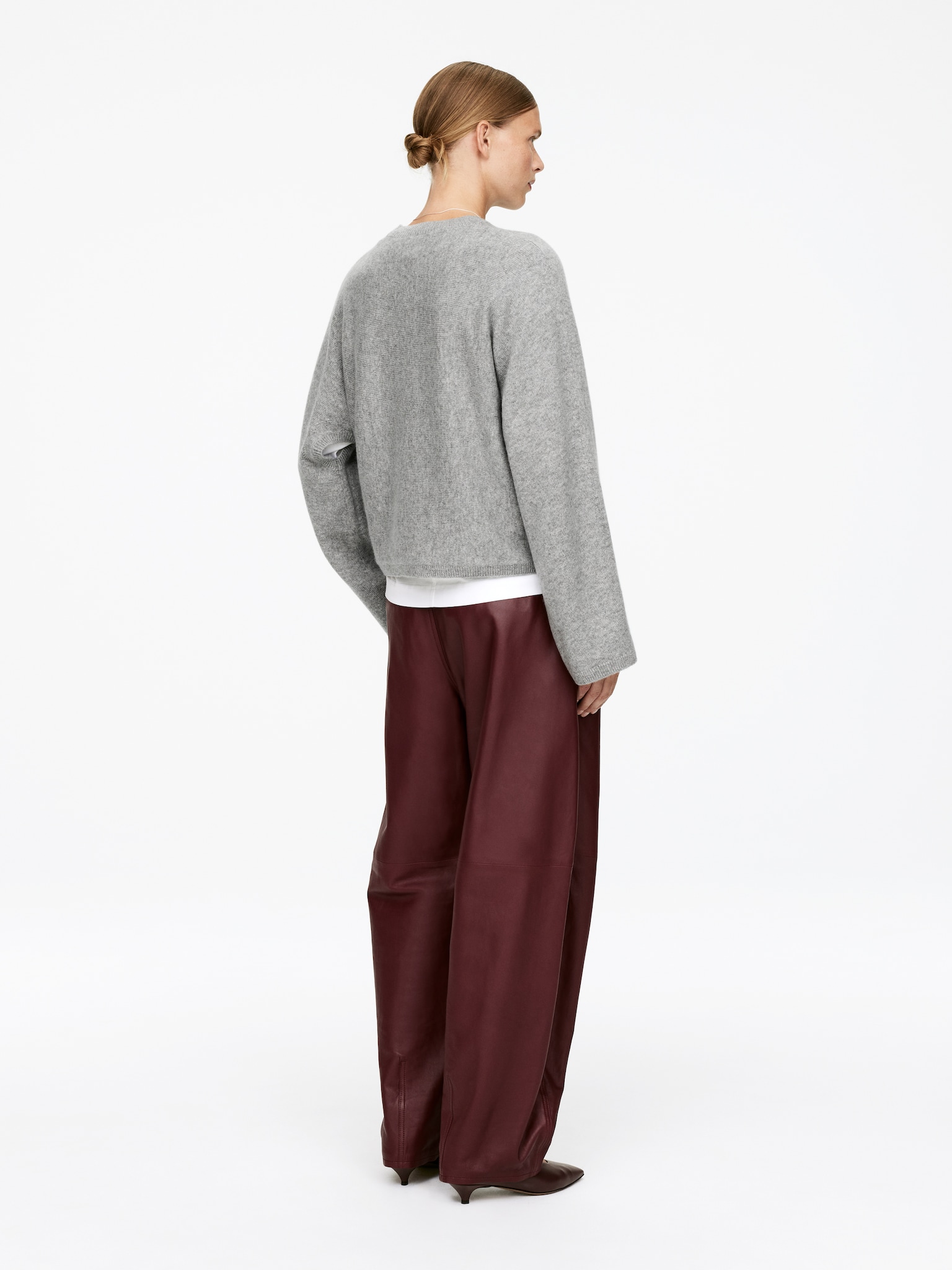 Cut-Out Pure Cashmere Jumper​ - Grey Melange - 3