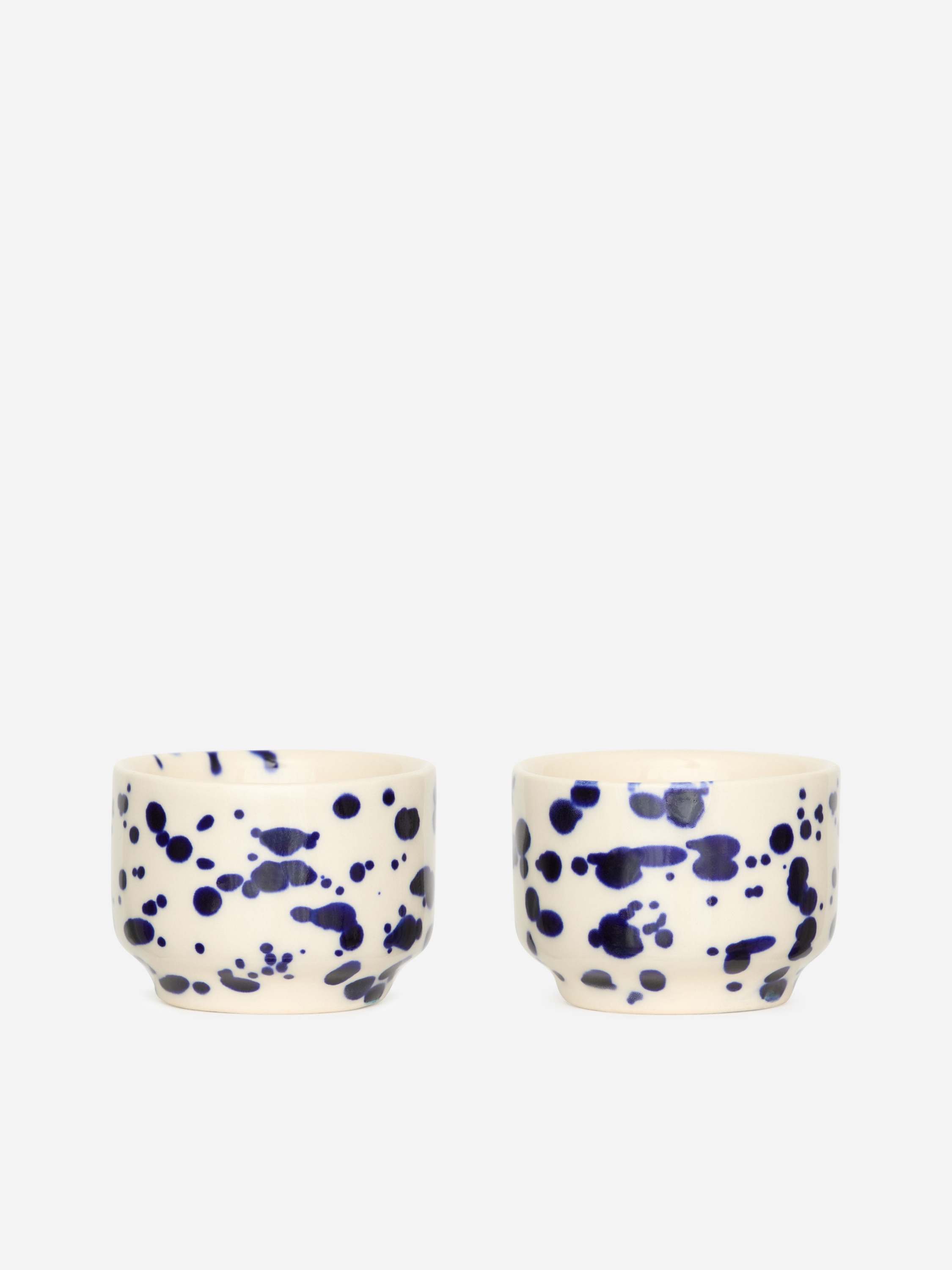 Egg Cups Set of 2-Off White/Blue Splatter