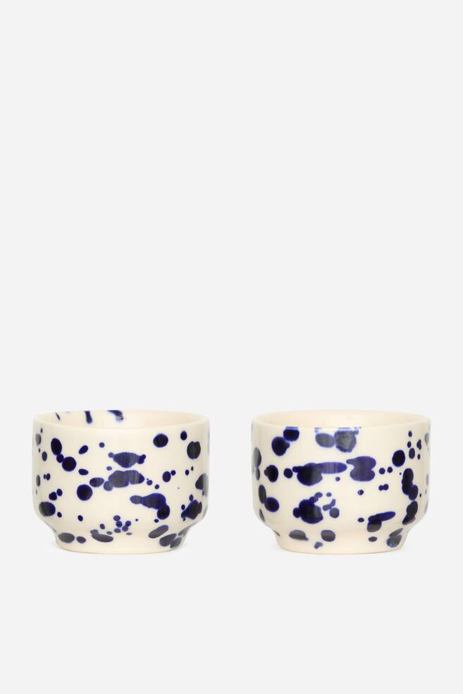 Egg Cups Set of 2 - Off White/Blue Splatter/Off White/Dark Blue/Off White/Pink - 1