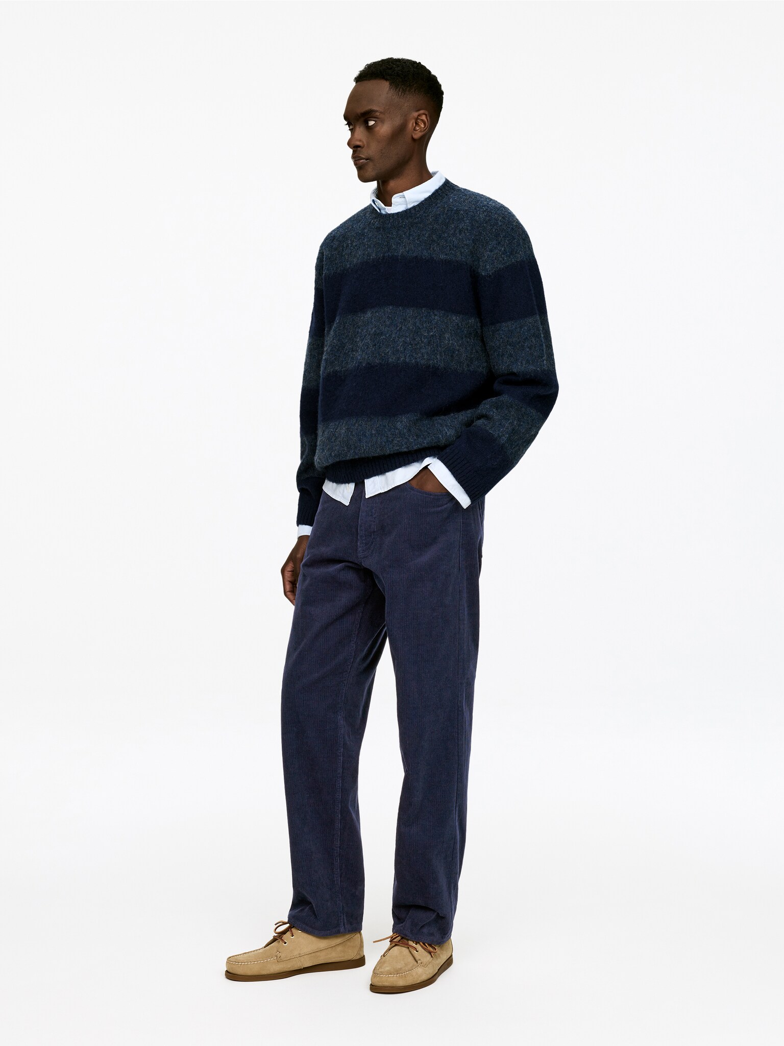 Pantalon en velours côtelé AMPLE - Bleu foncé/Taupe clair/Noir/Marron/Noir - 4