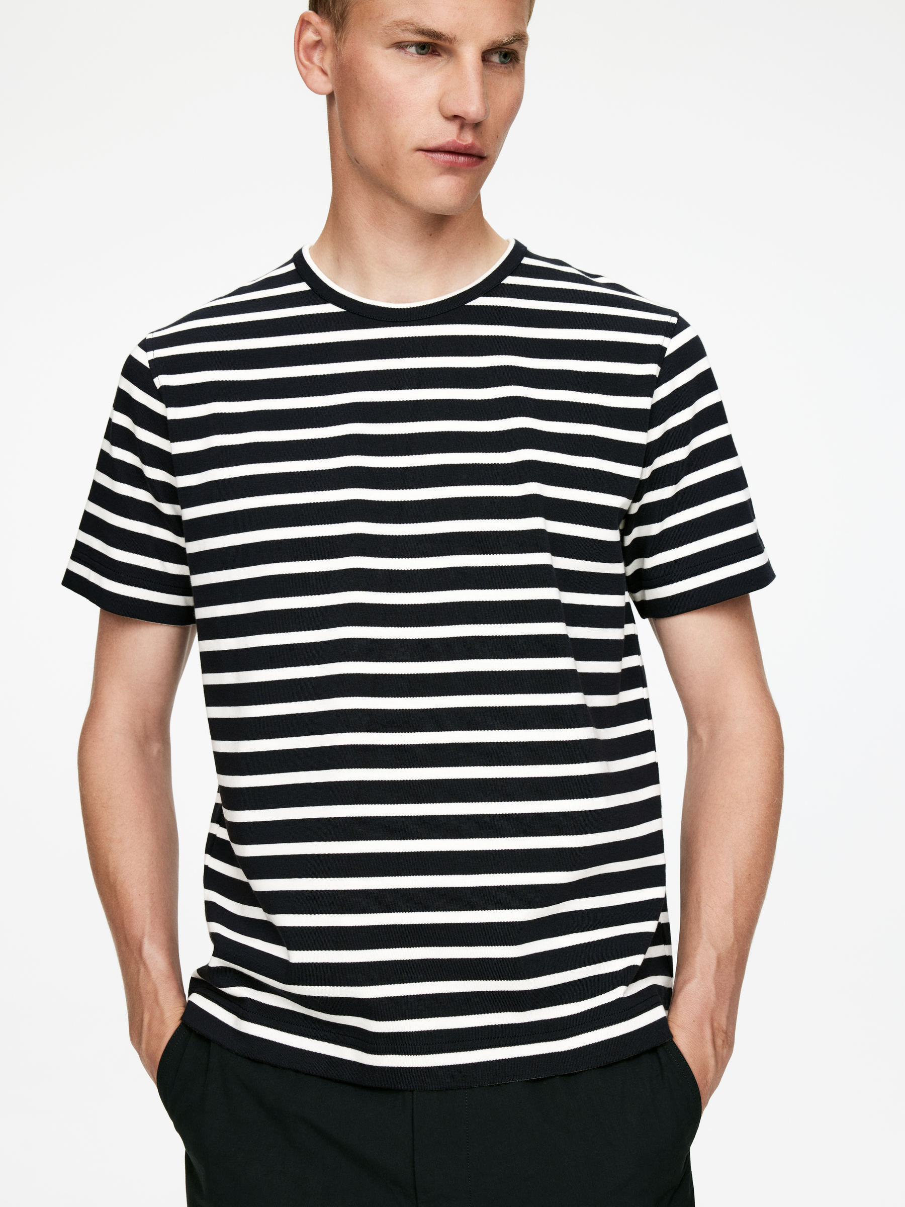 Heavyweight t-shirt - Mörkblå/vit - Regular fit - Men - StillMedia/Lookbook - 3