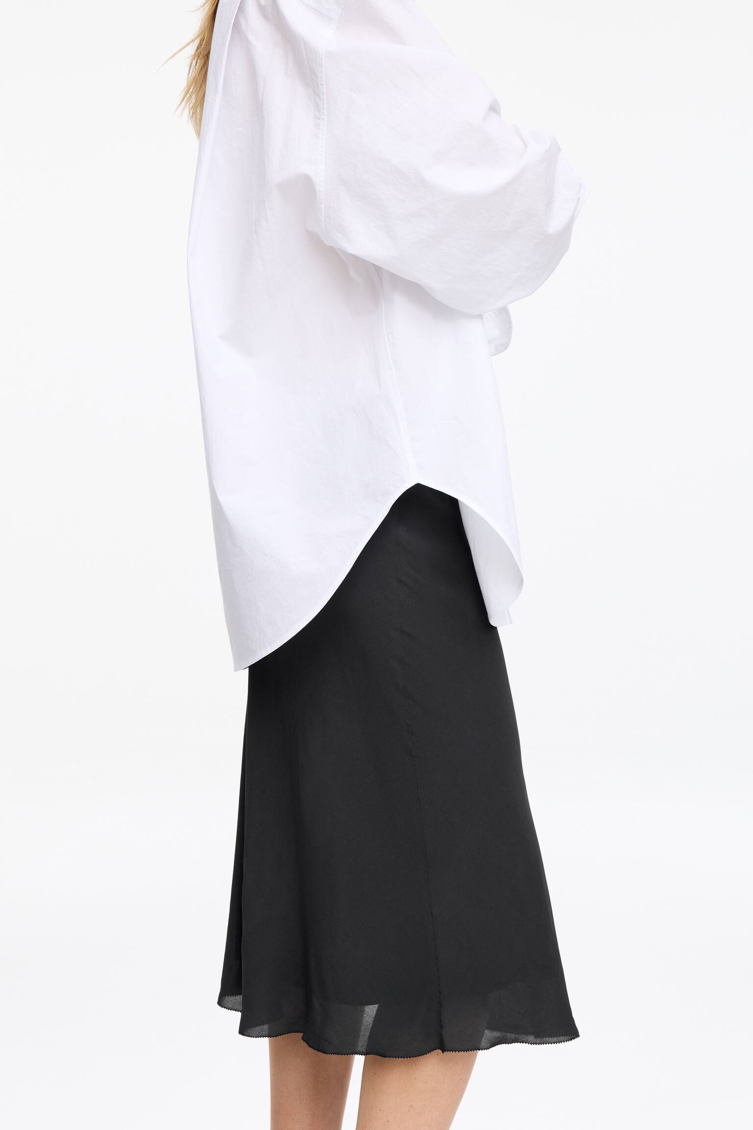 Jupe midi en mousseline - Noir/Blanc cassé - 5