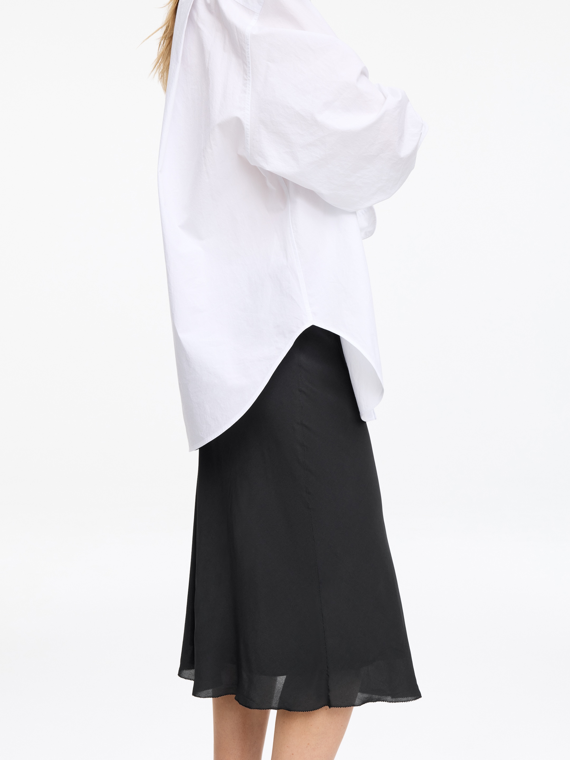 Chiffon Midi Skirt - Black - Regular fit - Women - StillMedia/Lookbook - 2