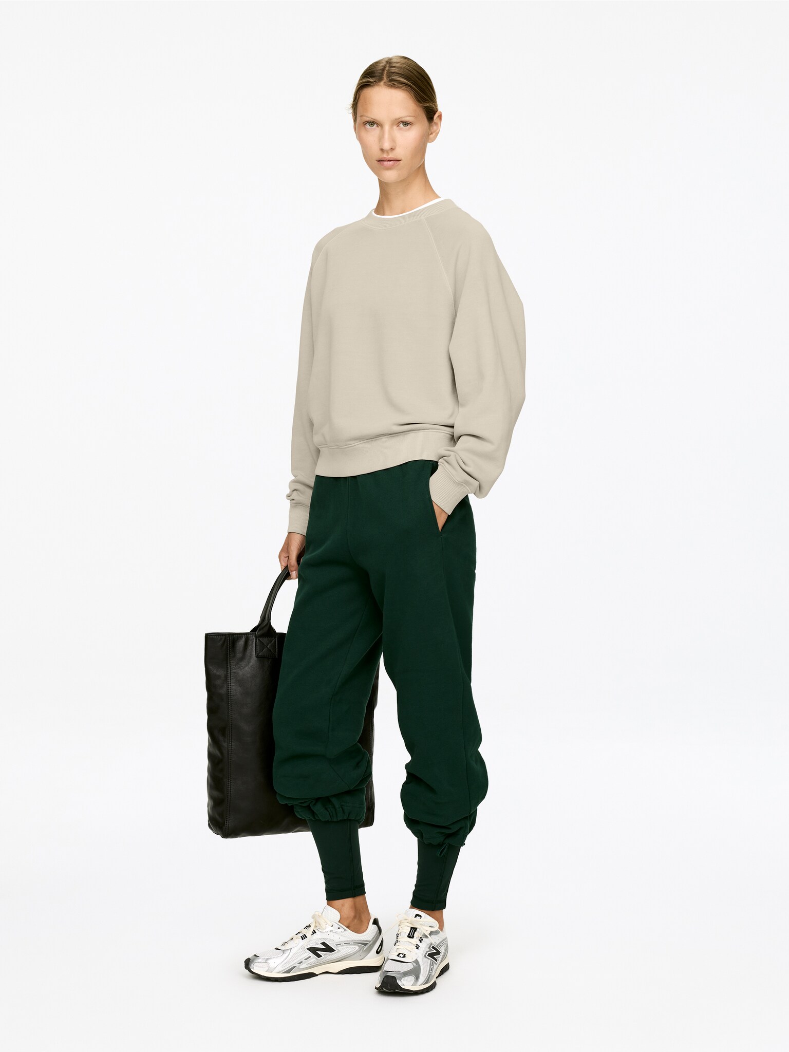 Sweat en éponge - Beige poudré/Marron foncé/Noir/Gris chiné/Bleu foncé/Vert/Bleu - 5