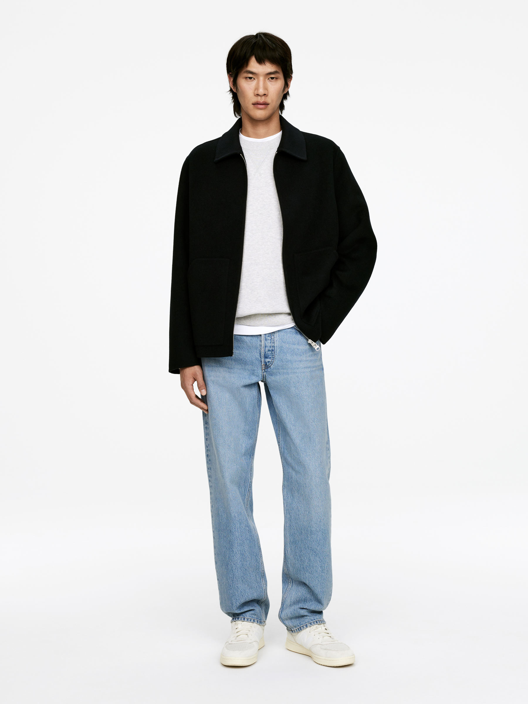 OCEAN Loose Straight Jeans-#5B71A4-14549