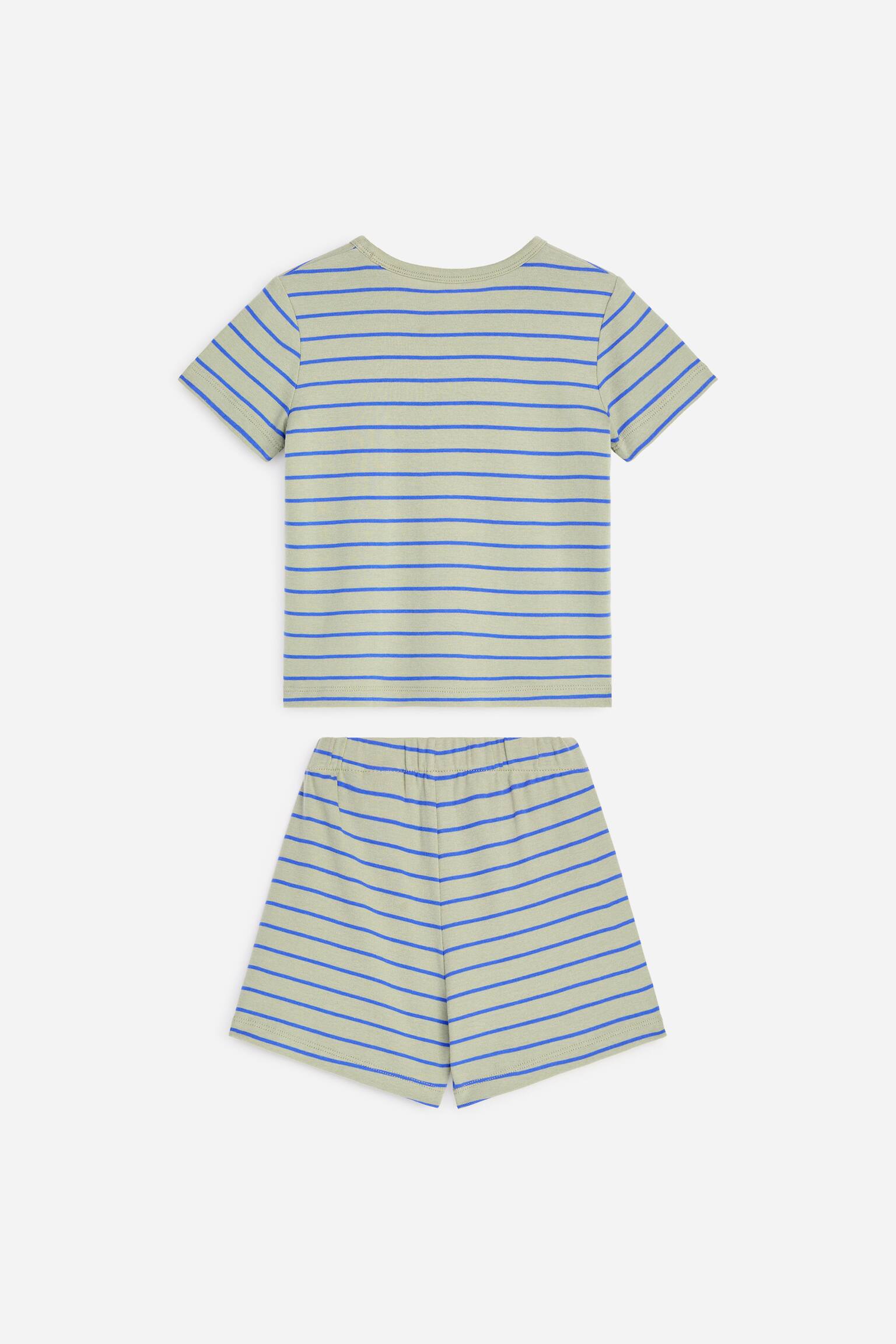 Rövid jersey pizsamaszett-Khaki Zöld/Kék - 2