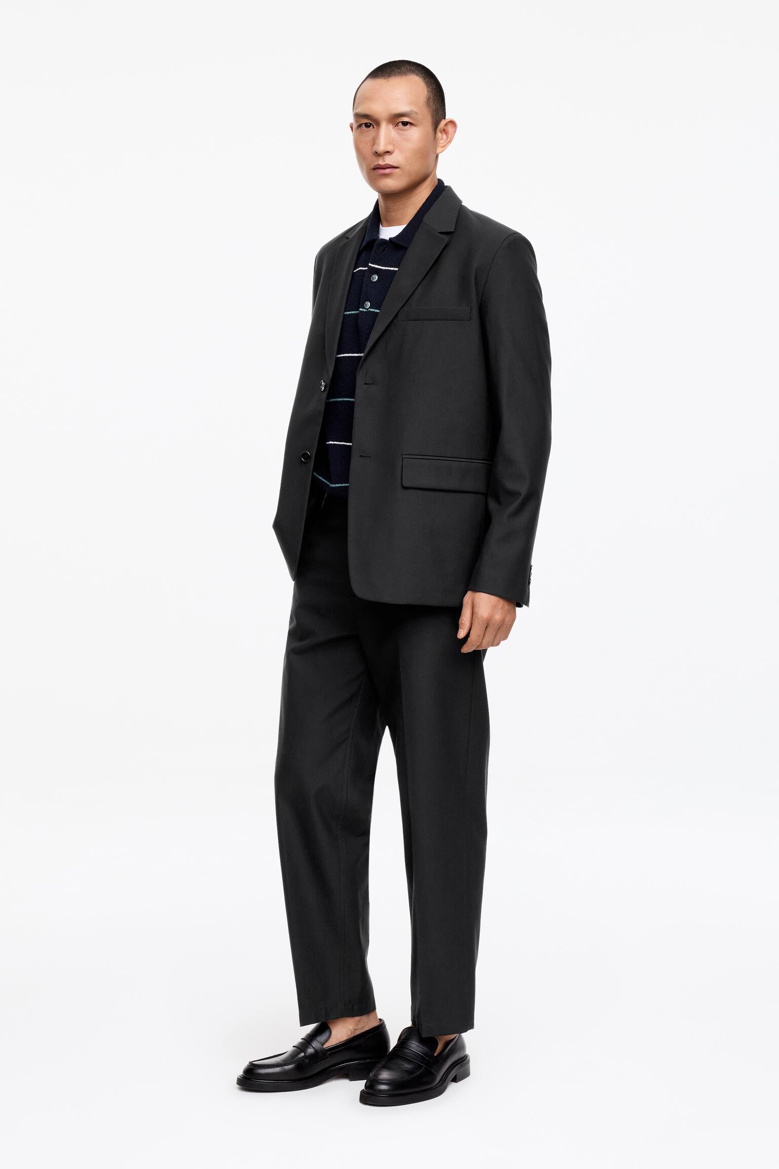 Sako z vlny a bavlny - Černá - 6