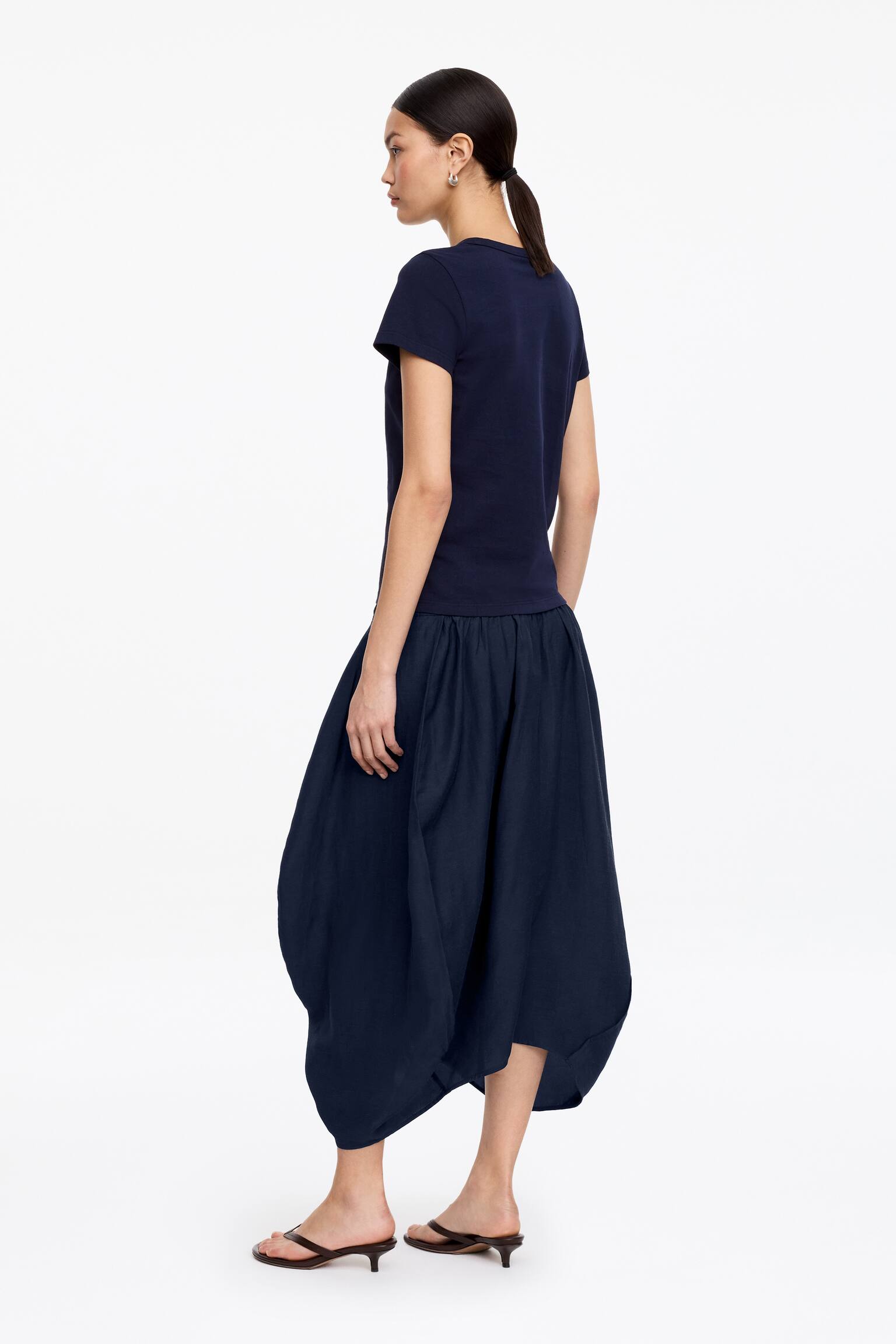 Midi-rok met ballonmodel - Donkerblauw - 3