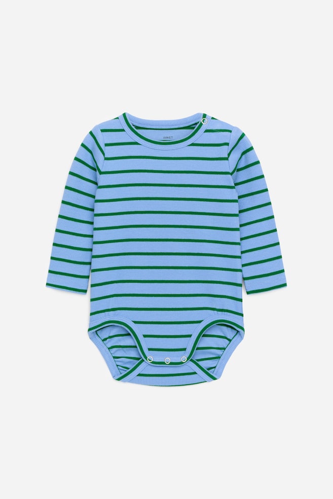 Body a maniche lunghe con lavorazione a coste - Azzurro/Verde/Rosa/Rosso/Ruggine/Pois blu/Azzurro/Verde scuro/Beige/Nero/Rosa/Arancione - 1
