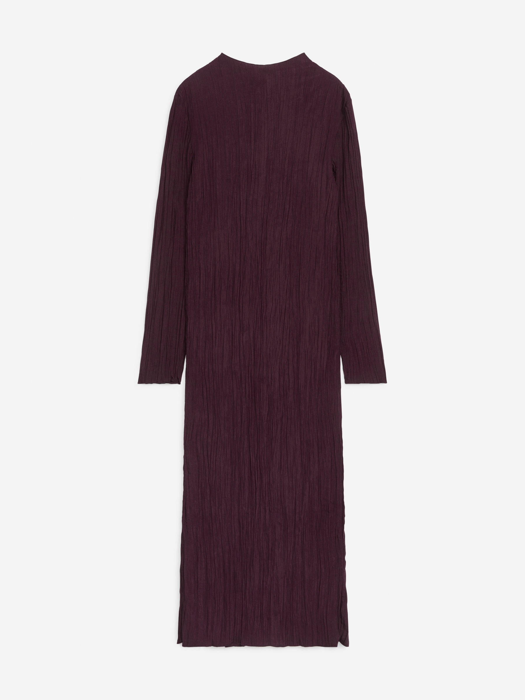 Robe plissée sans col-Rouge-13260