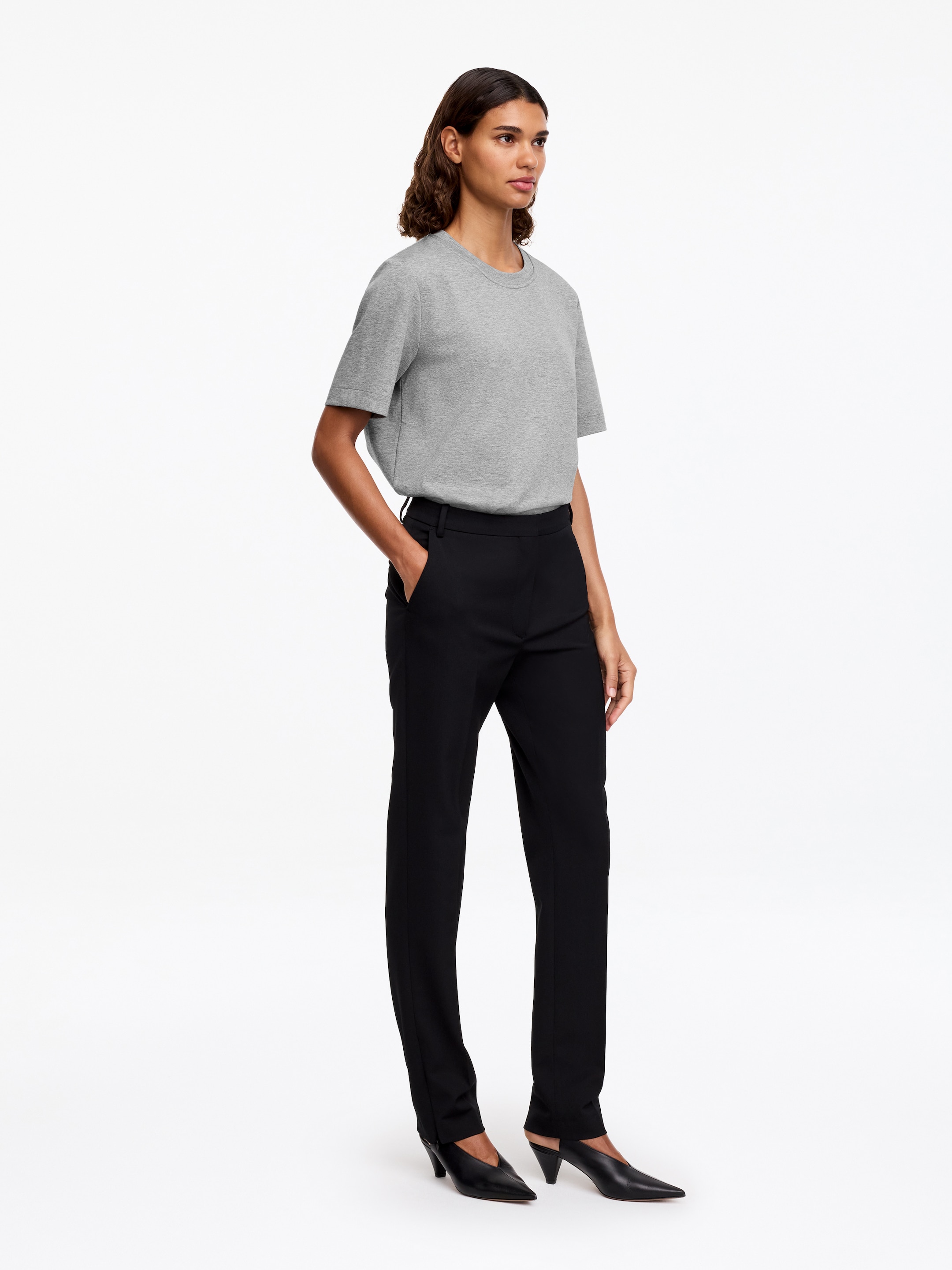 Signature Constructed T-Shirt - Grey Melange - Regular fit - Women - StillMedia/Lookbook - 38