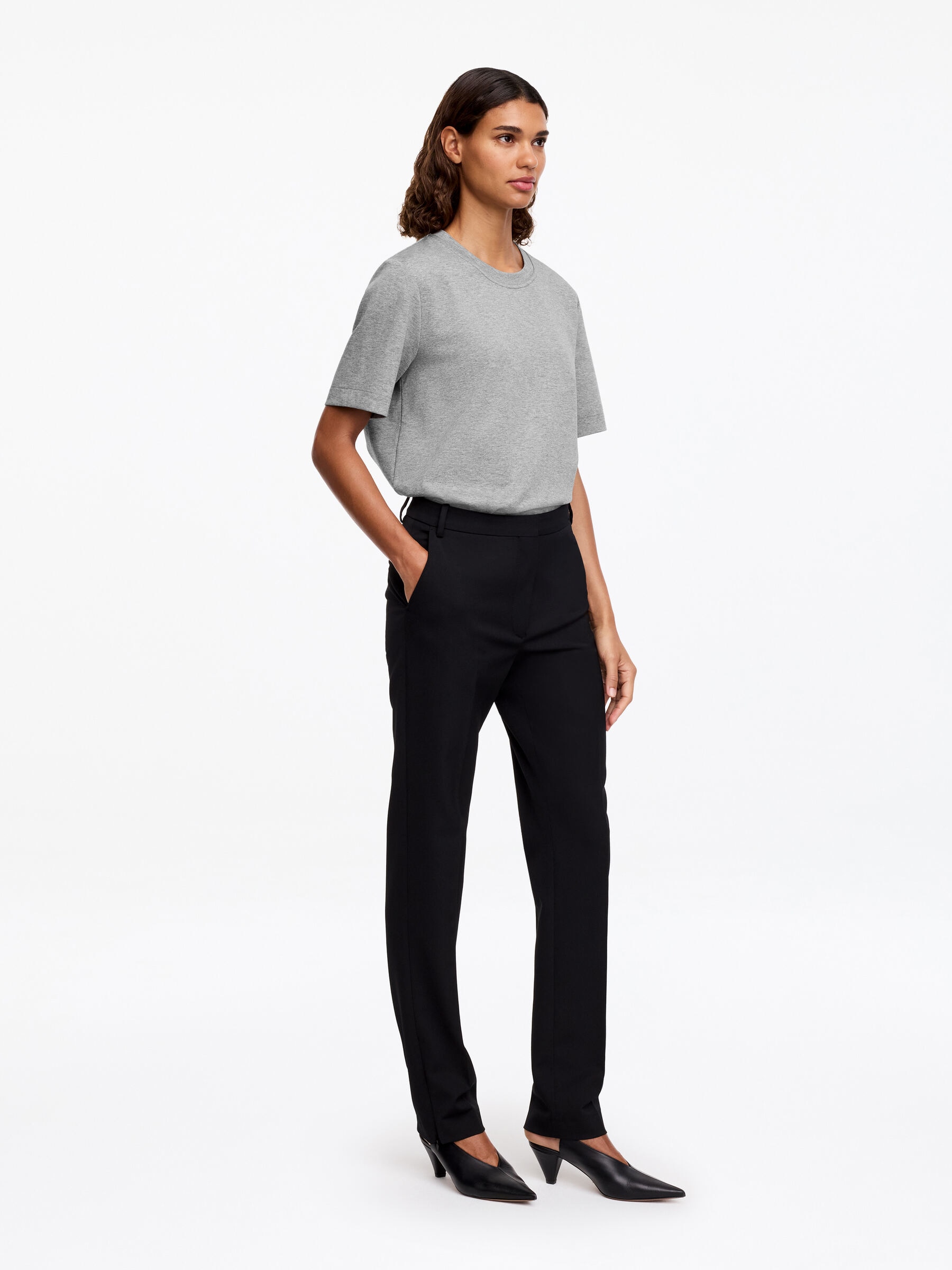 T-shirt signature structuré - Gris chiné - Regular fit - Femme - StillMedia/Lookbook - 38
