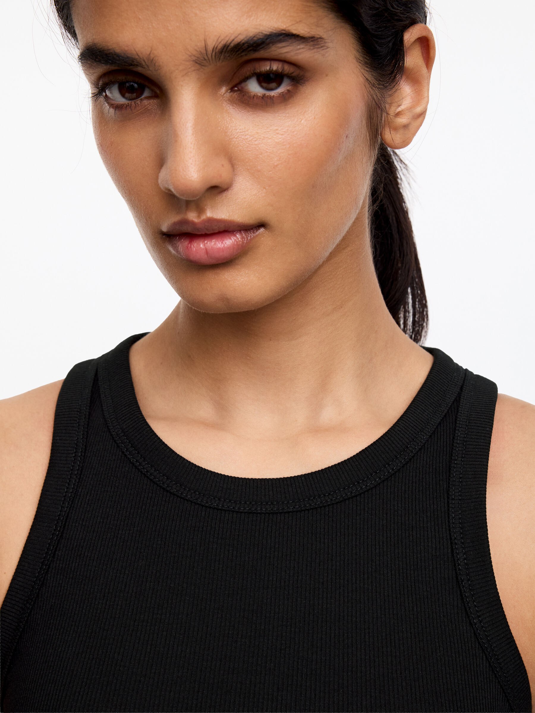 Motocyklowa koszulka bez rękawów w prążki - Czarny - Fason normalny - Women - StillMedia/Lookbook - 2