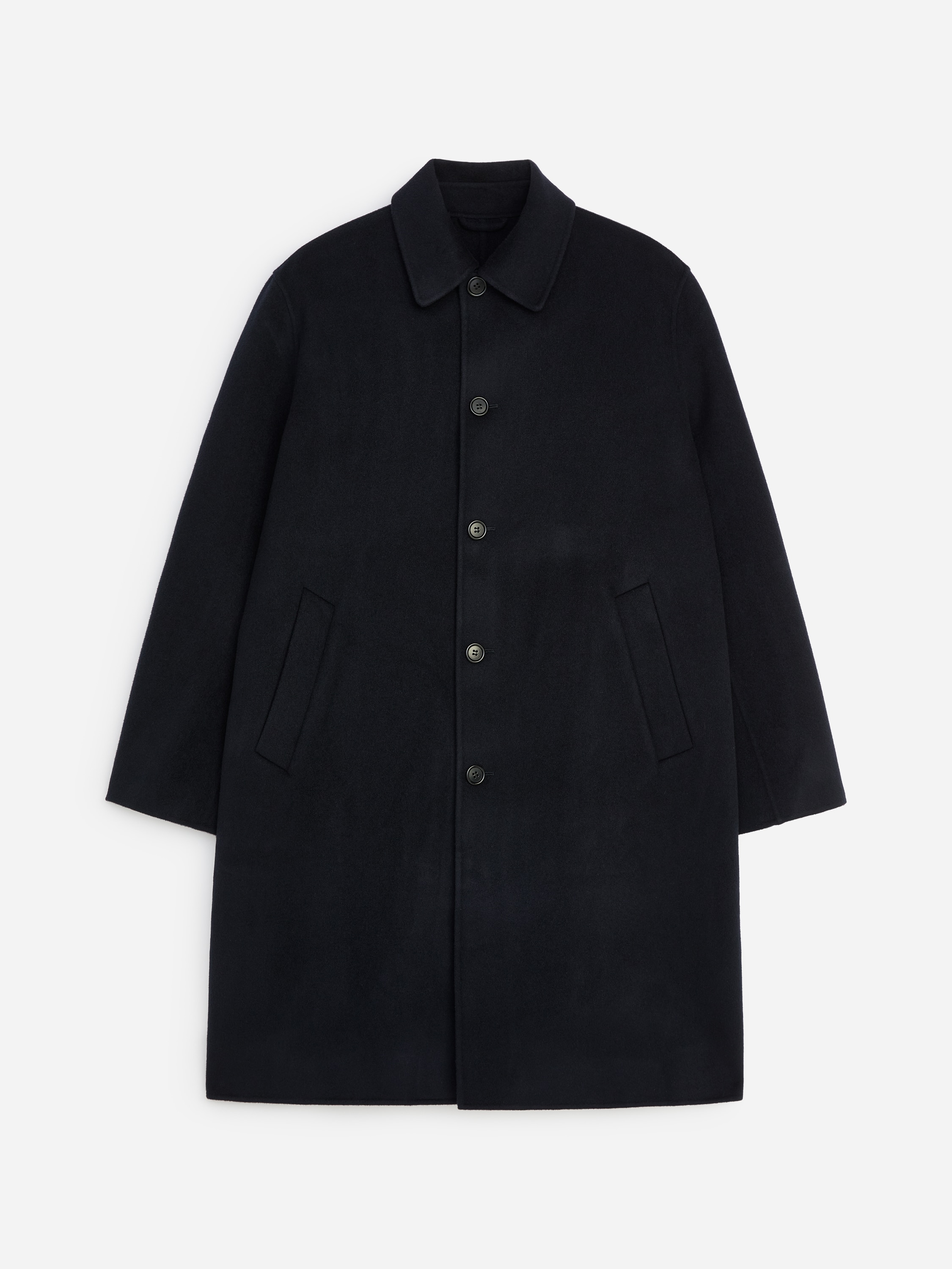 Double-Face Wool Coat - Dark Blue/Dark Brown