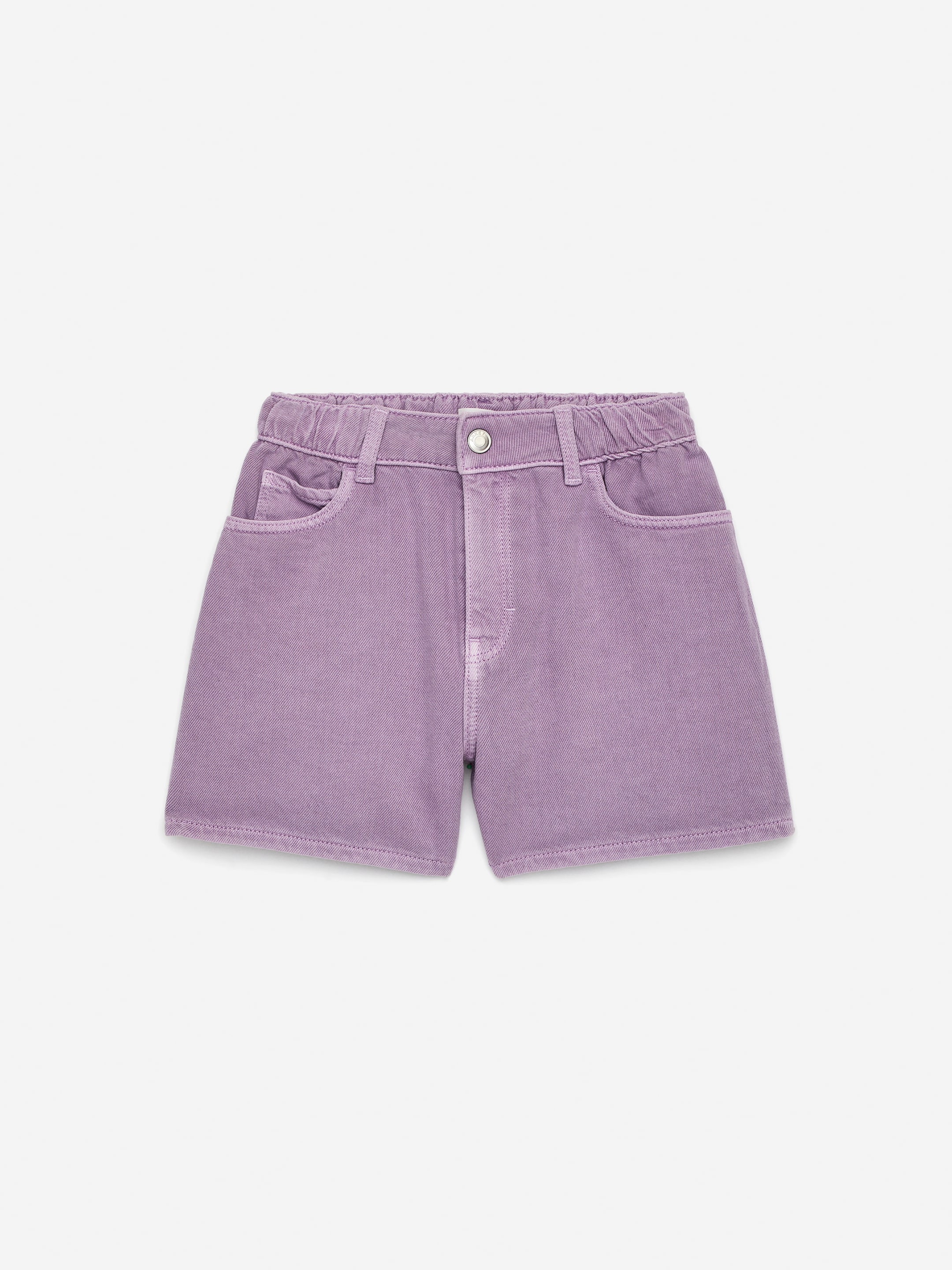 Embroidered Denim Shorts-#BFAED2-15200