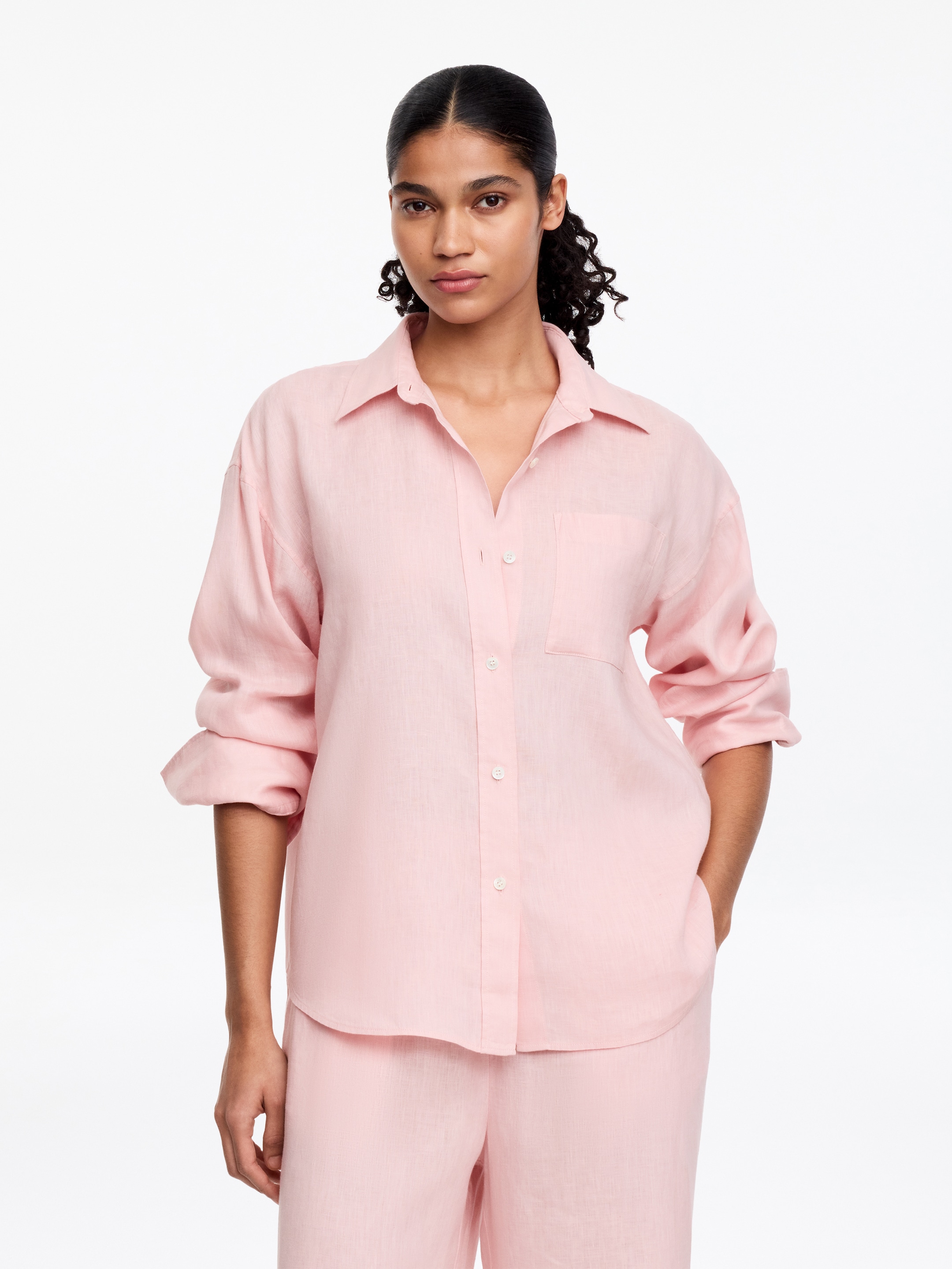 Linen Shirt-#D6B8B9-19320