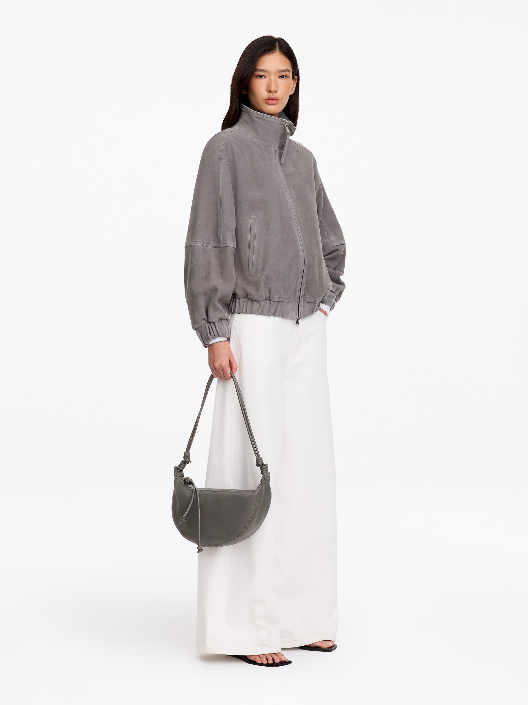 Borsa in pelle a mezzaluna - Grigio - women - StillMedia/Lookbook - 3