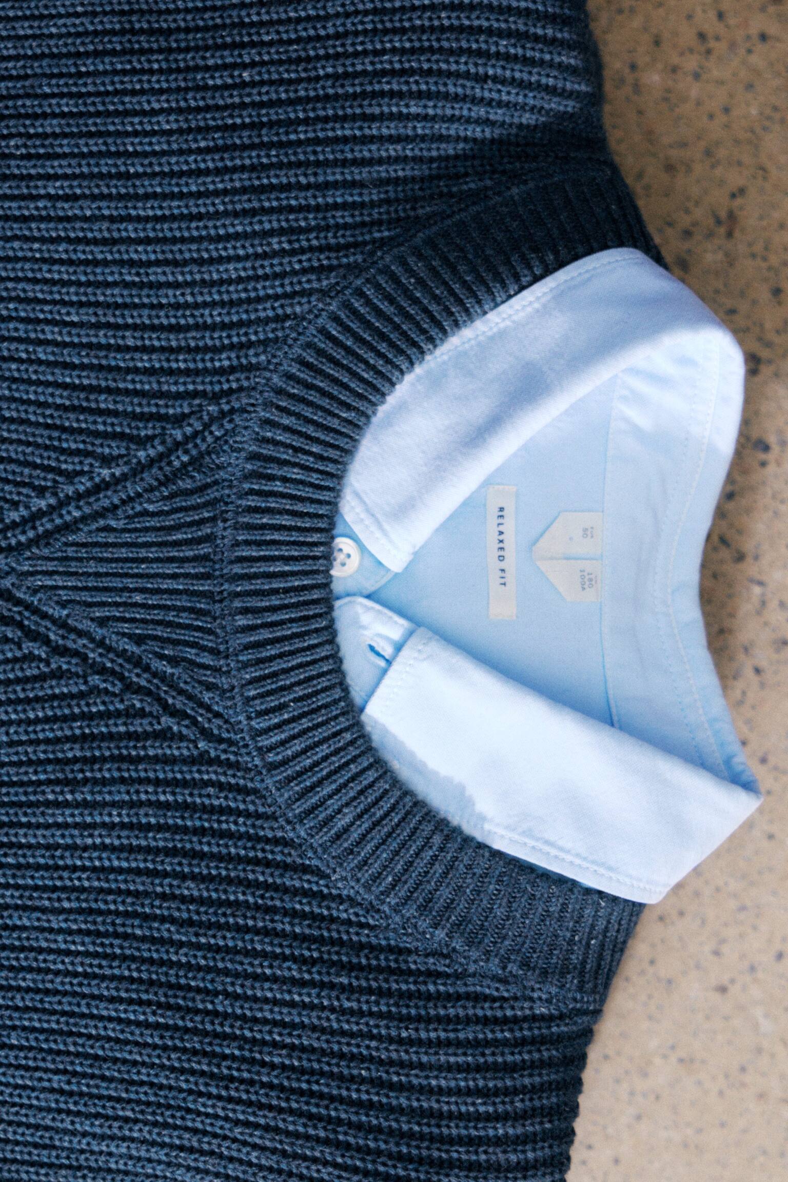 Maglione in cotone e lino - Blu/Rosso - 5