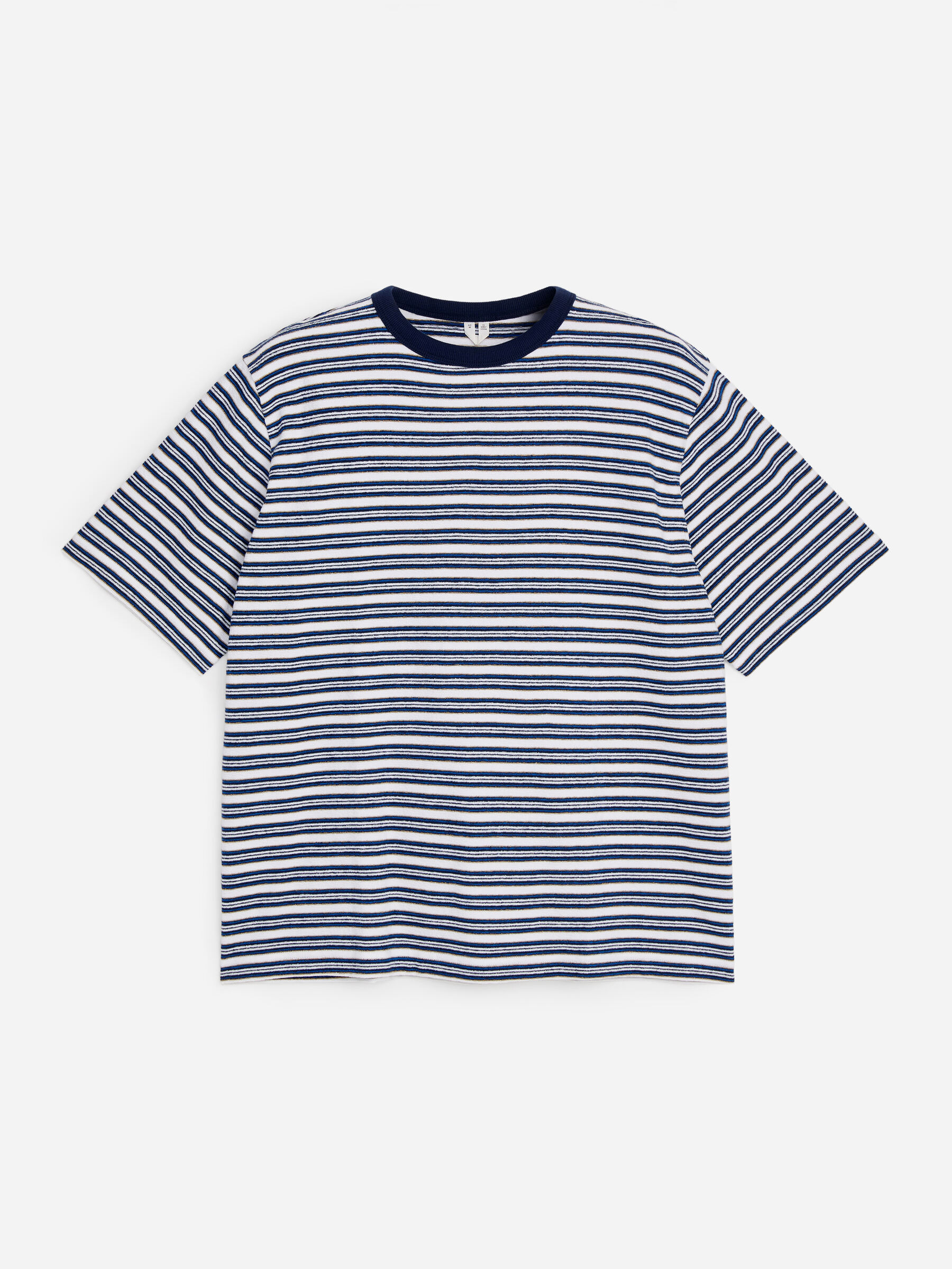 Relaxed Bouclé T-Shirt - Dark Blue/Striped - Loose fit - Men - StillMedia/DescriptiveStillLife - 1
