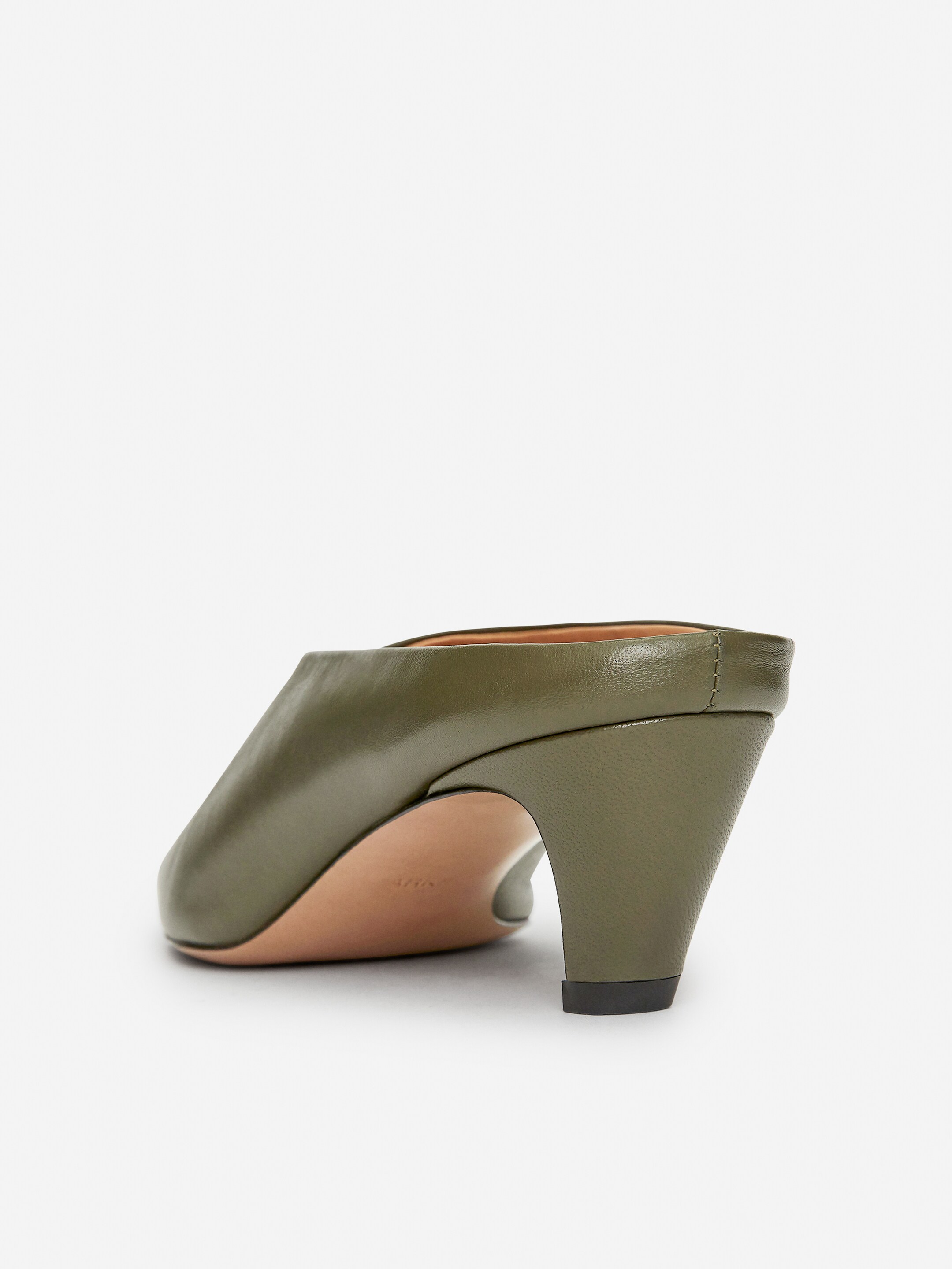 View larger image: Heeled Leather Mules - Khaki Green - Ladies | H&M GB 4