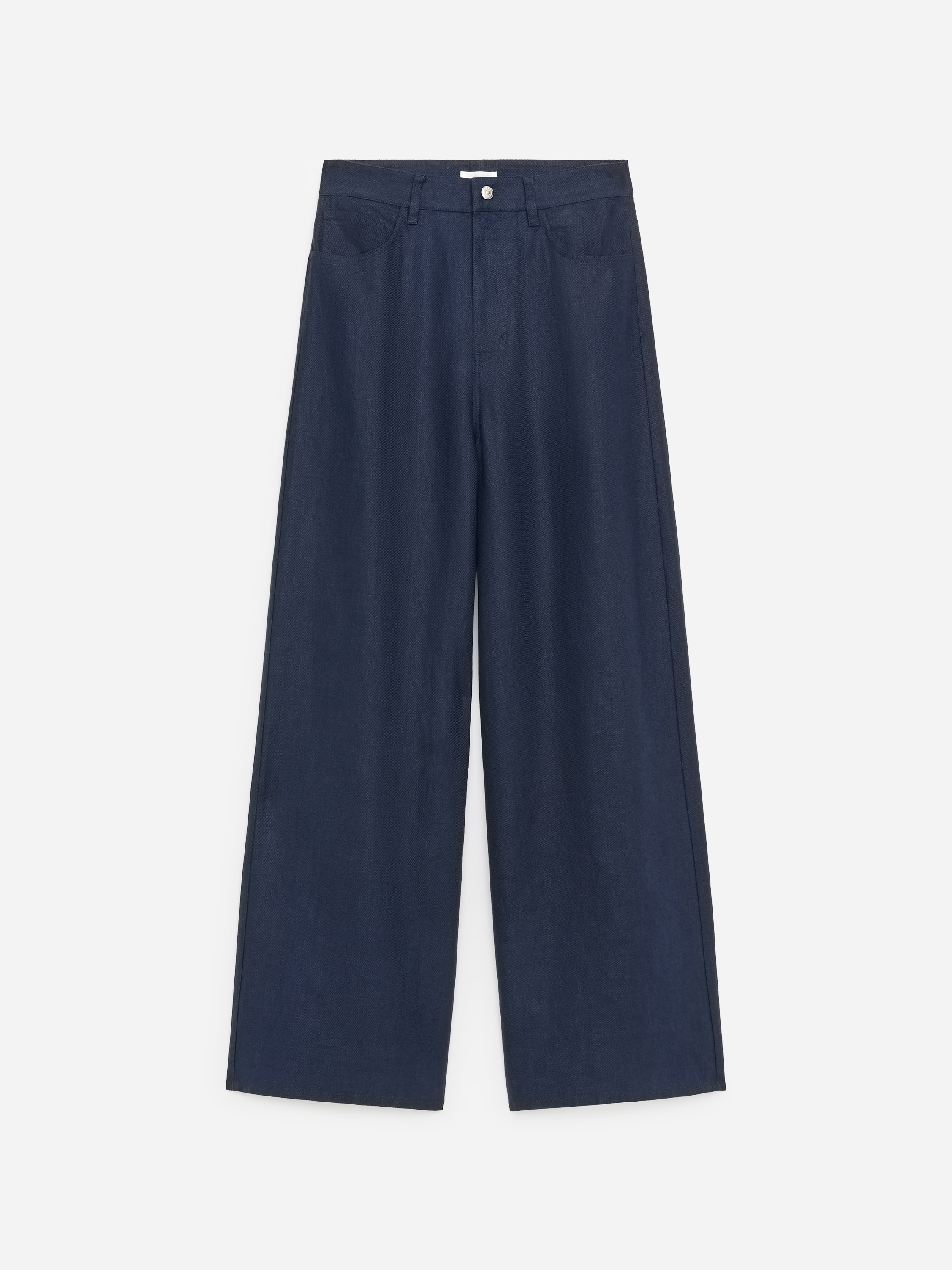 Skräddade linnebyxor - Mörkblå/Vit