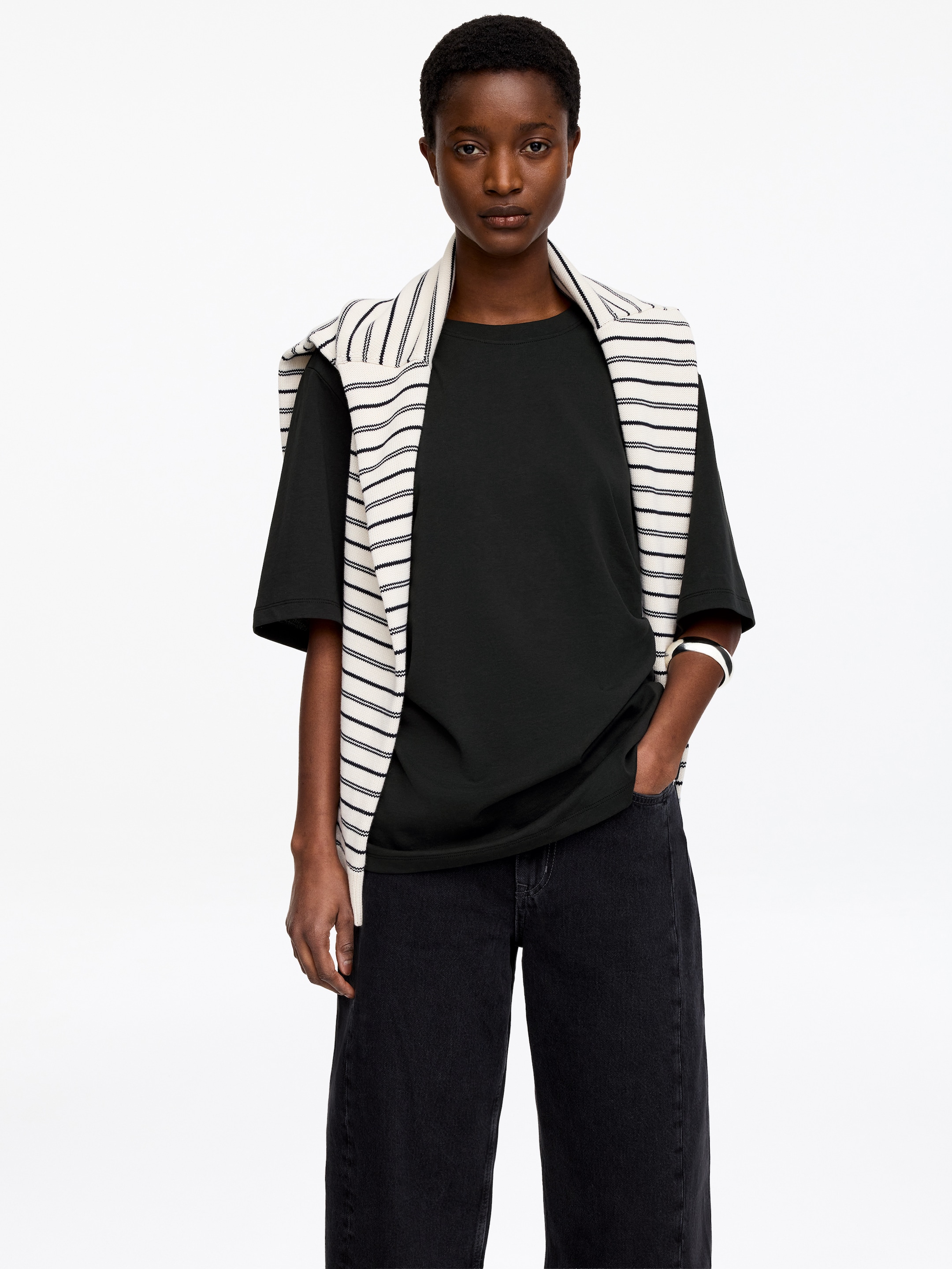 T-shirt drappeggiata - Nero - Regular fit - Women - StillMedia/Lookbook - 2