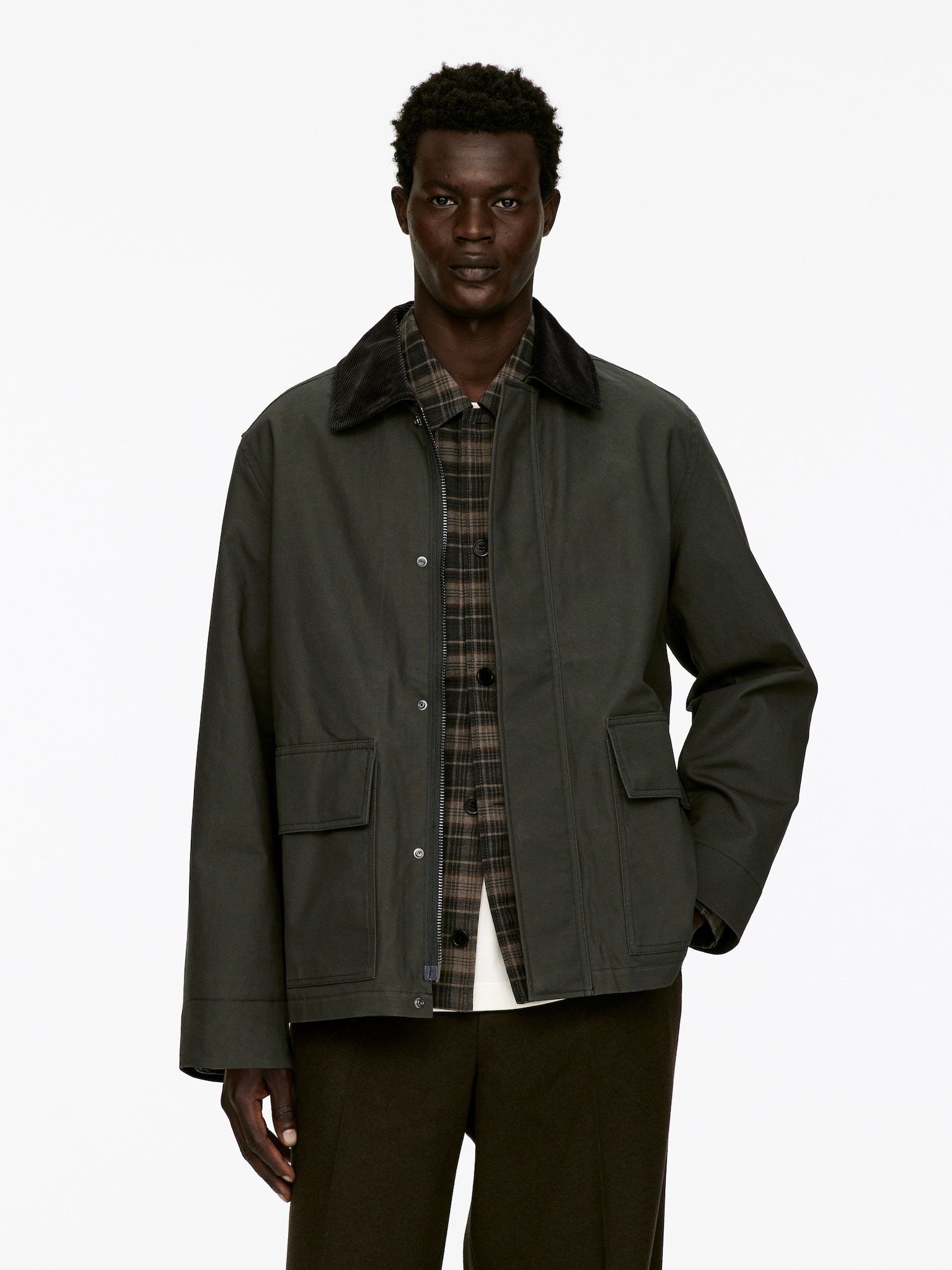 Veste en coton ciré - Vert foncé/Bleu foncé - 7
