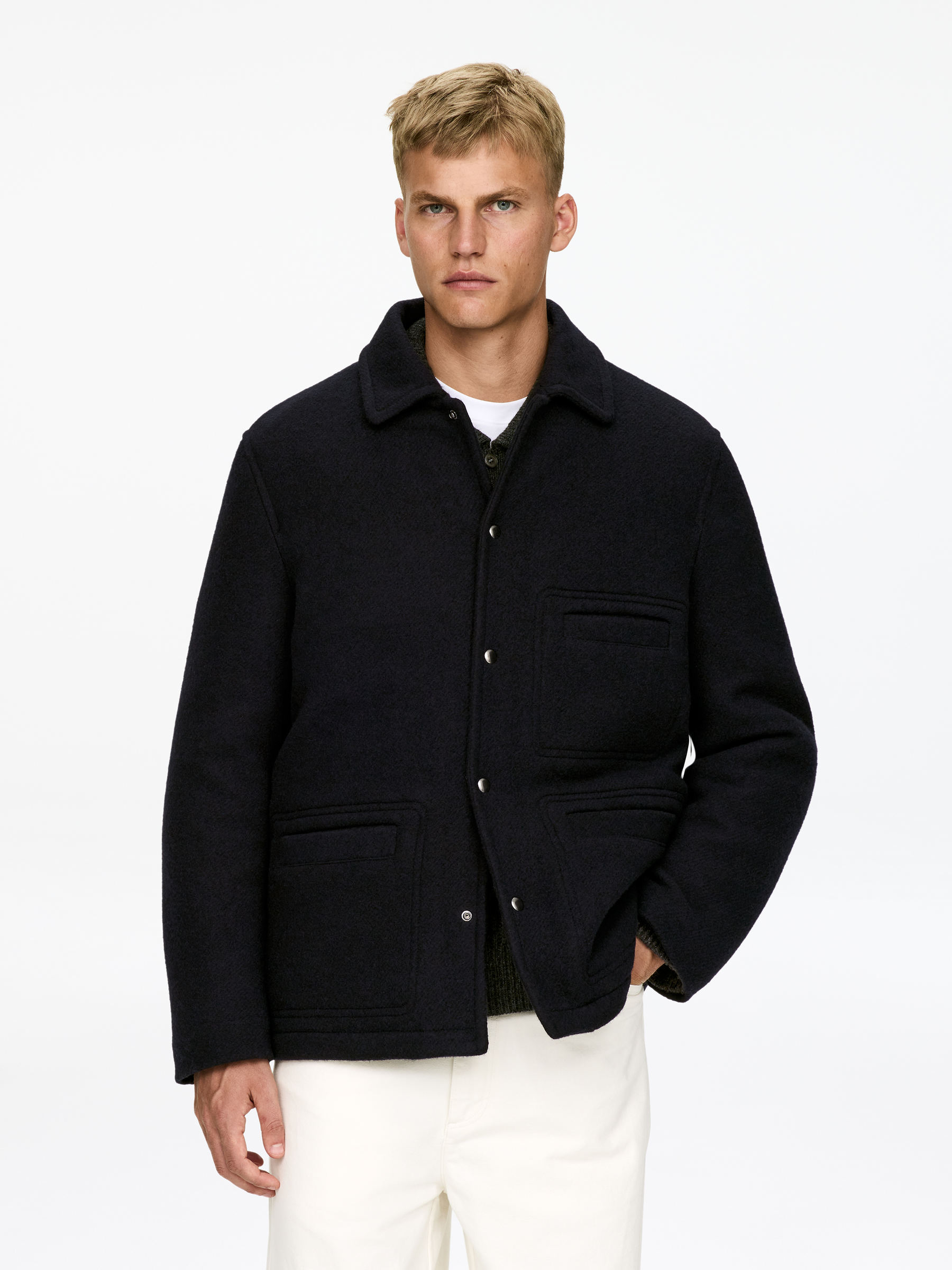 Wool Blend Jacket - Dark Blue - Regular fit - Men - StillMedia/Lookbook - 3