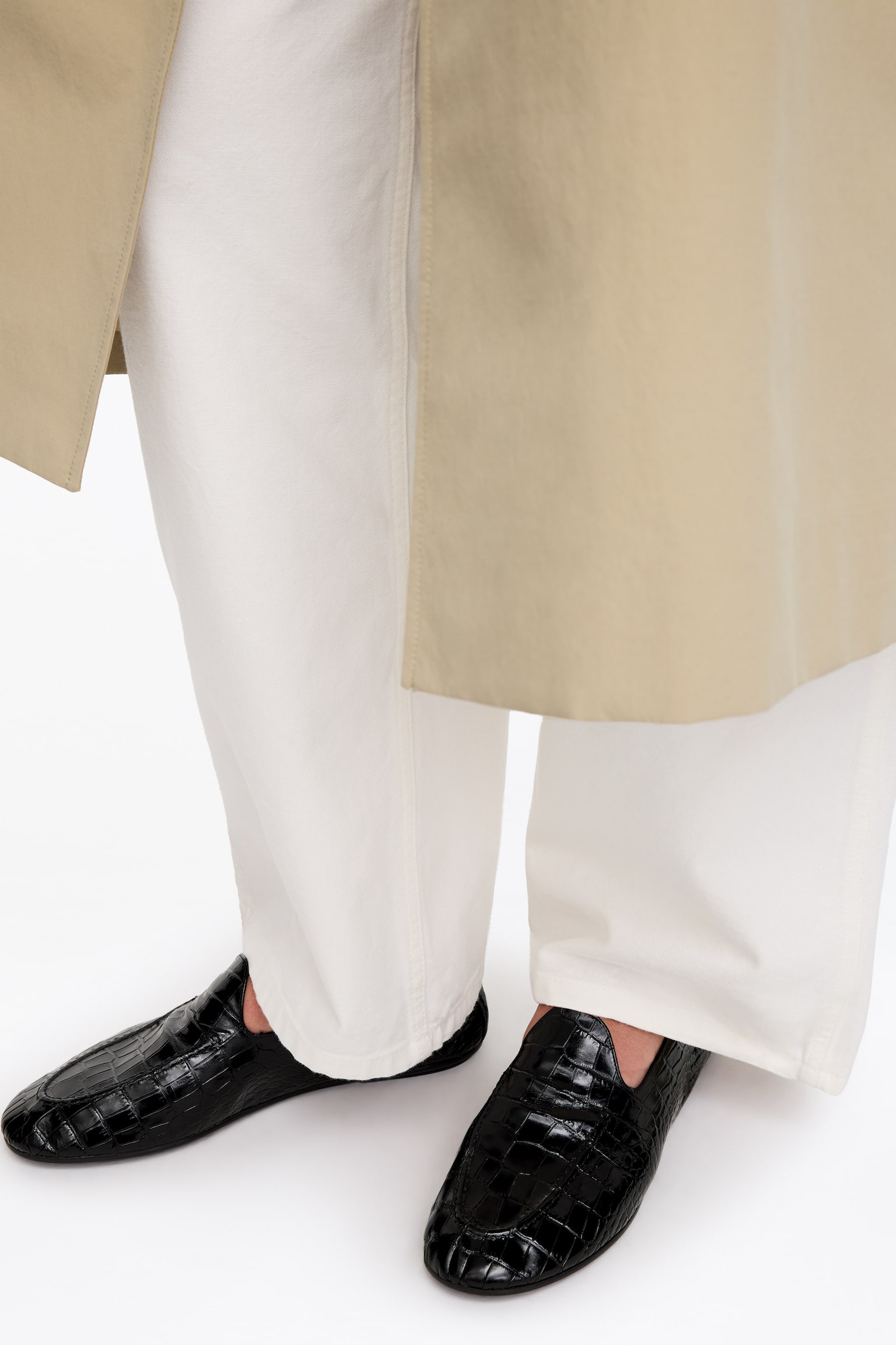 Croc-Embossed Leather Loafers - Μαύρο - 1