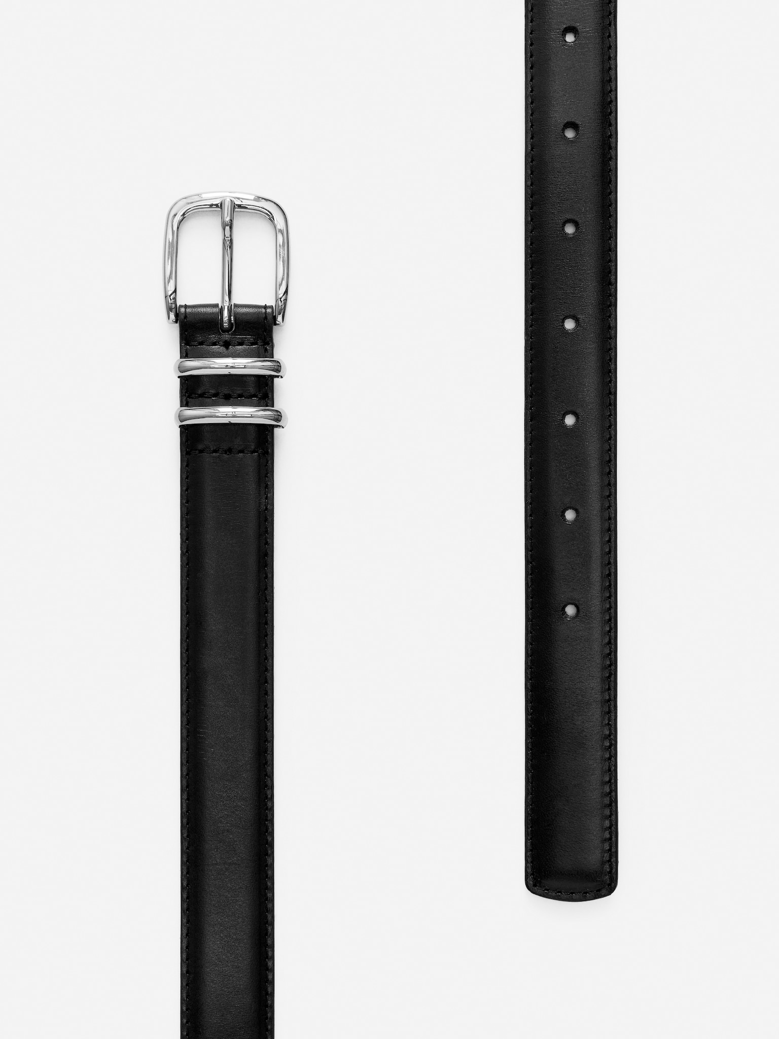 Leather Belt - Black/Black - 2