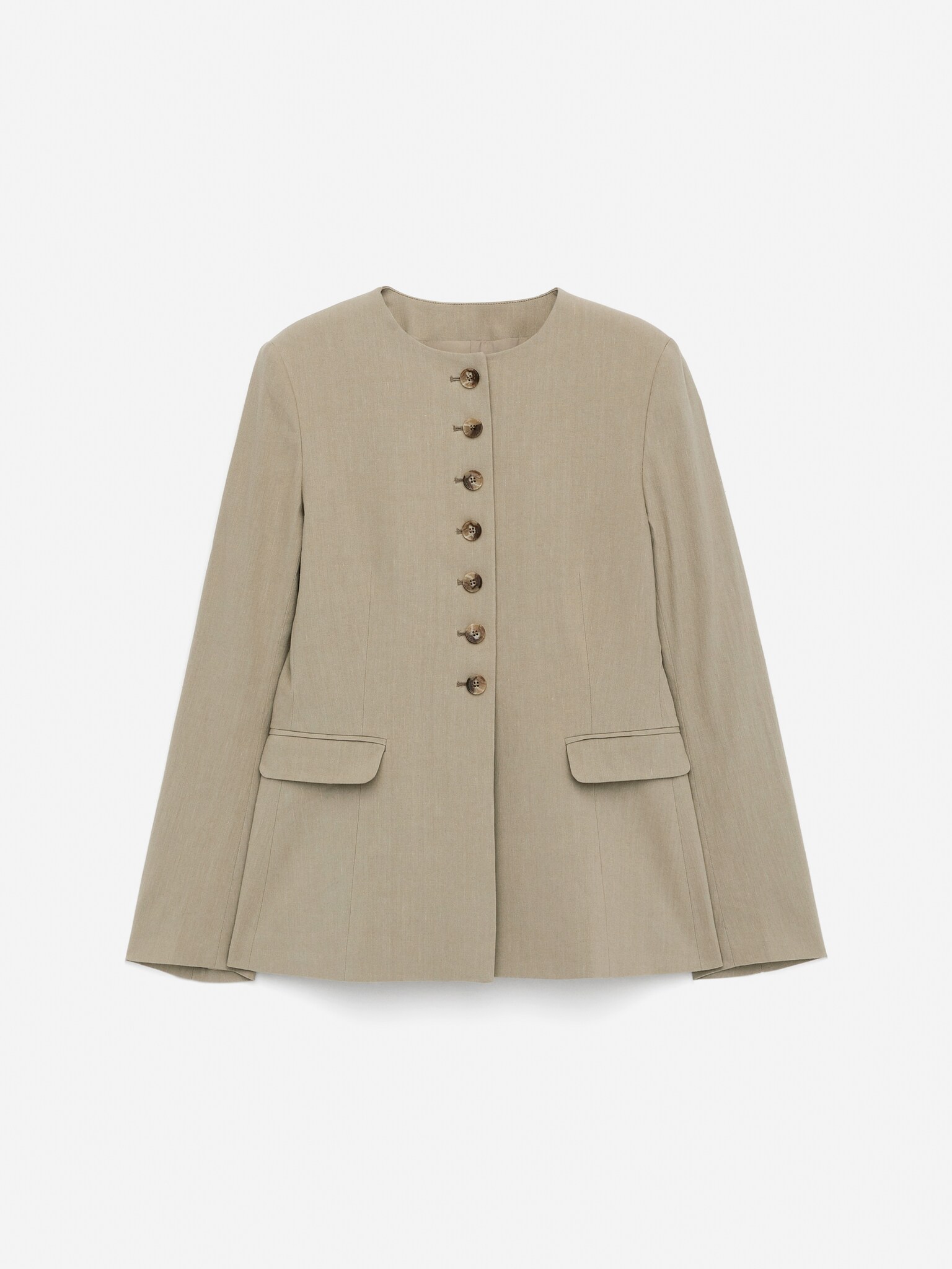Blazer en lin mélangé - Taupe/Noir/Marron foncé