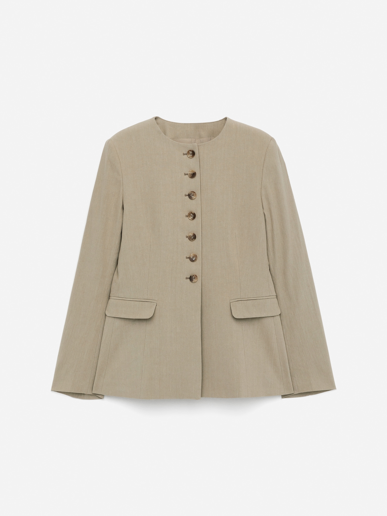 Linen-Blend Blazer - Mole/Dark Brown/Black