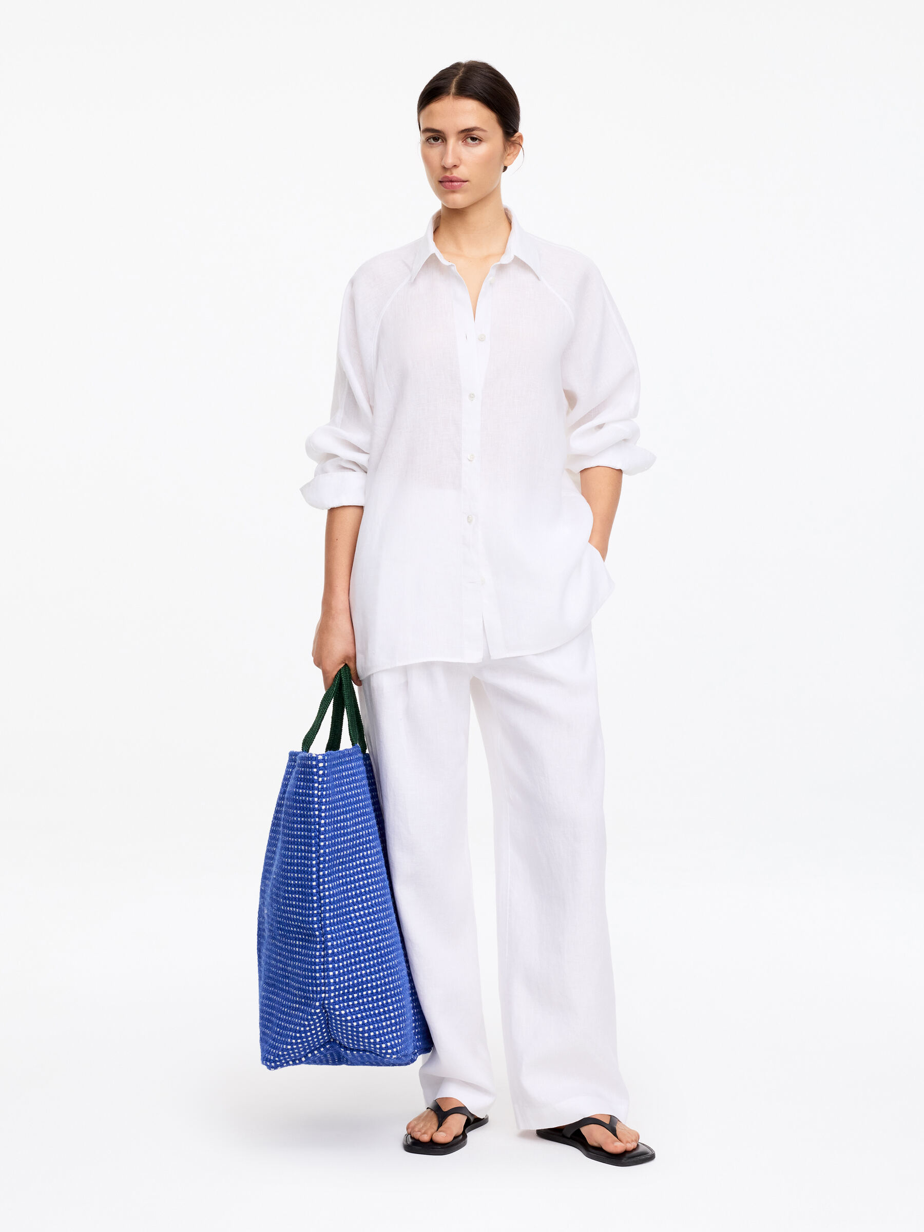 Jute Storage Bag - Blue/White - Homeware - StillMedia/Lookbook - 4