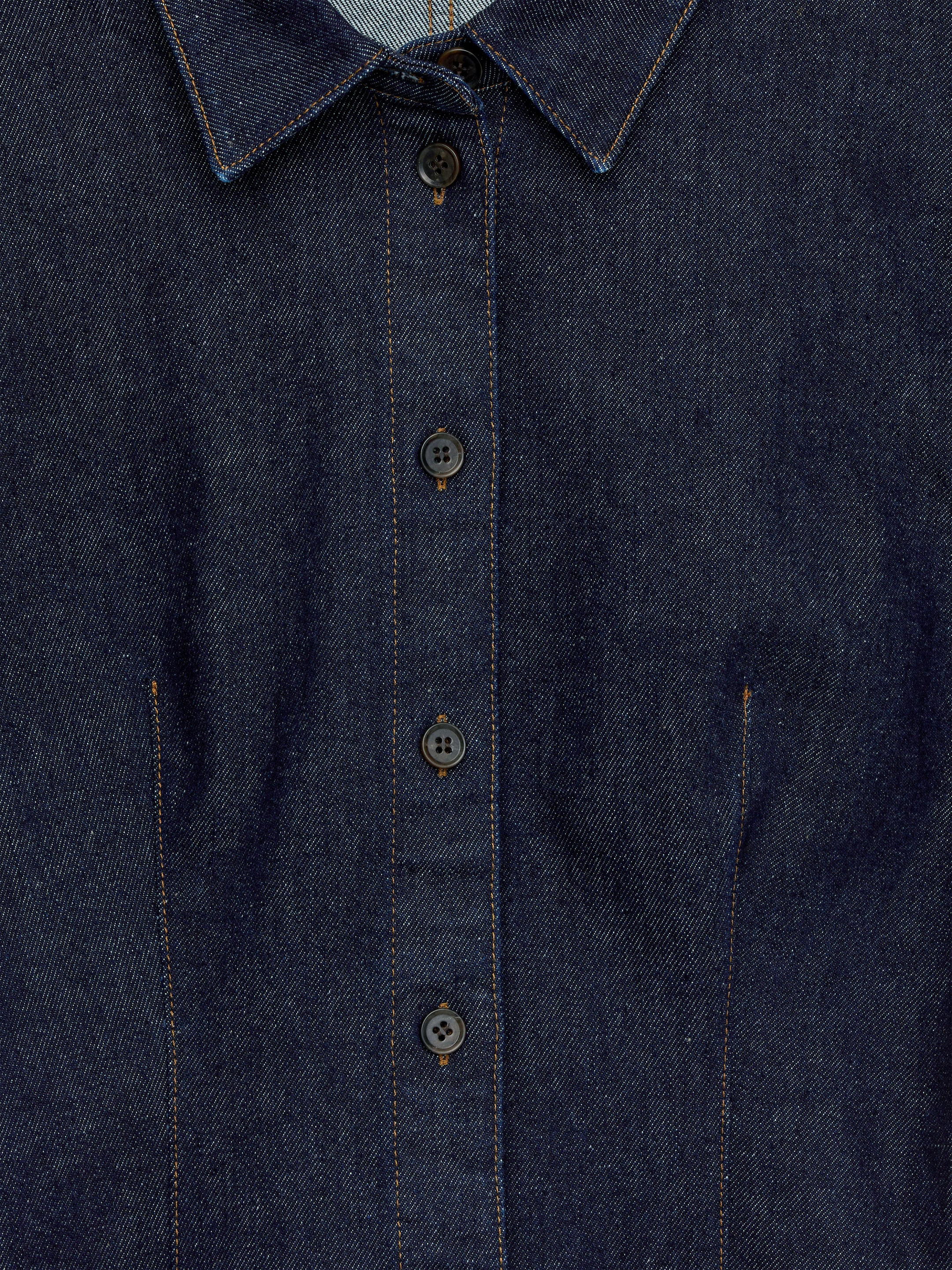 Fitted Denim Shirt - Dark Blue - Slim fit - Women - StillMedia/DescriptiveDetail - 1