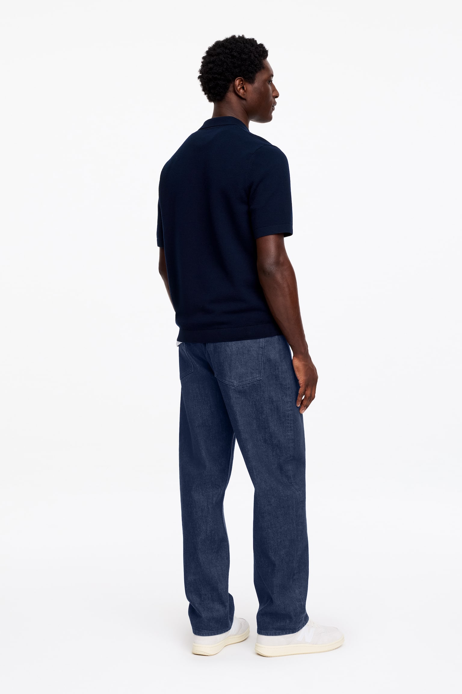 Strukturmønstret poloskjorte - Mørkeblå/Støvete mint/Offwhite - 5