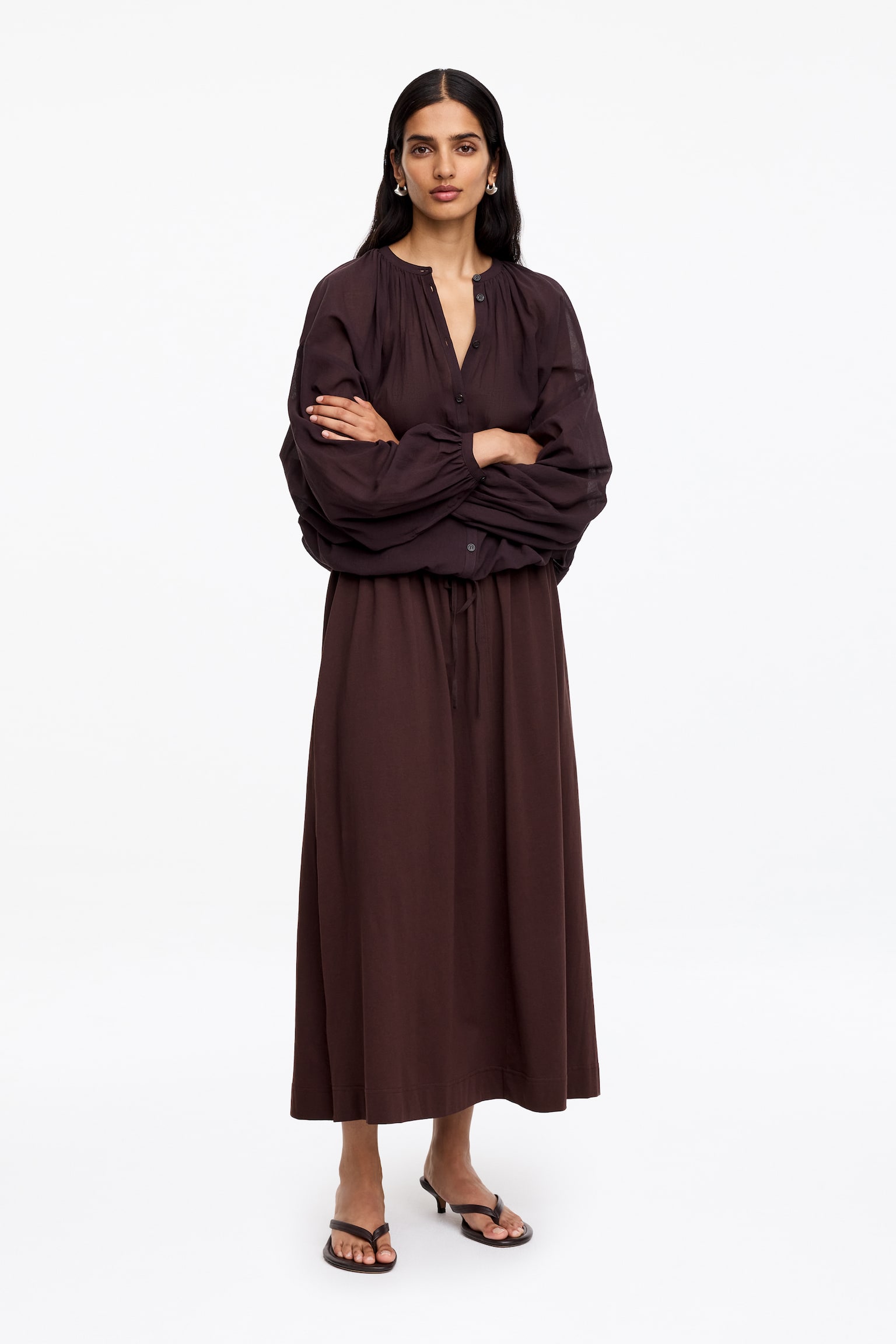 Gonna midi a trapezio - Marrone/Nero - 1