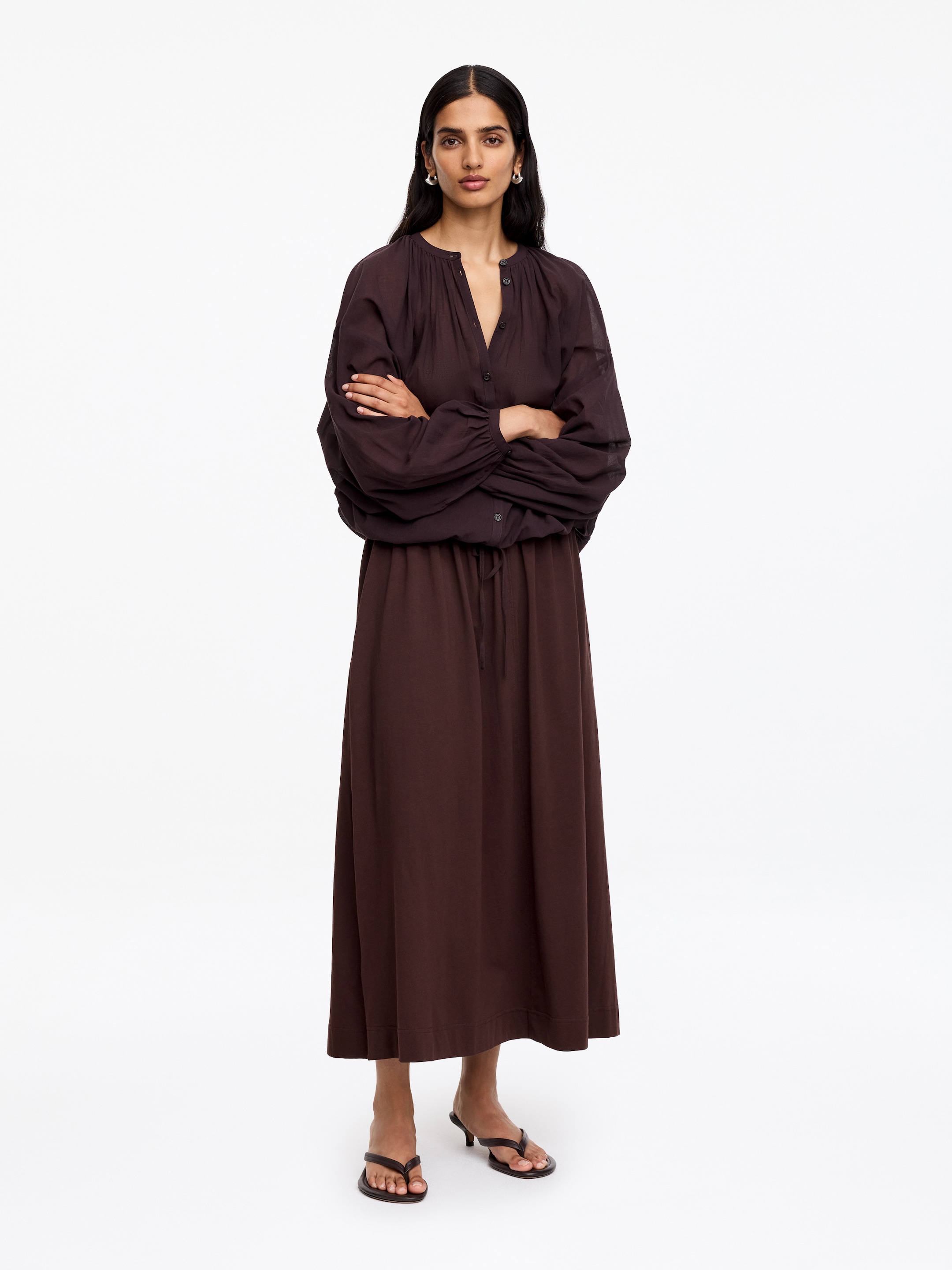 A-Line Midi Skirt-#3d292b-19277