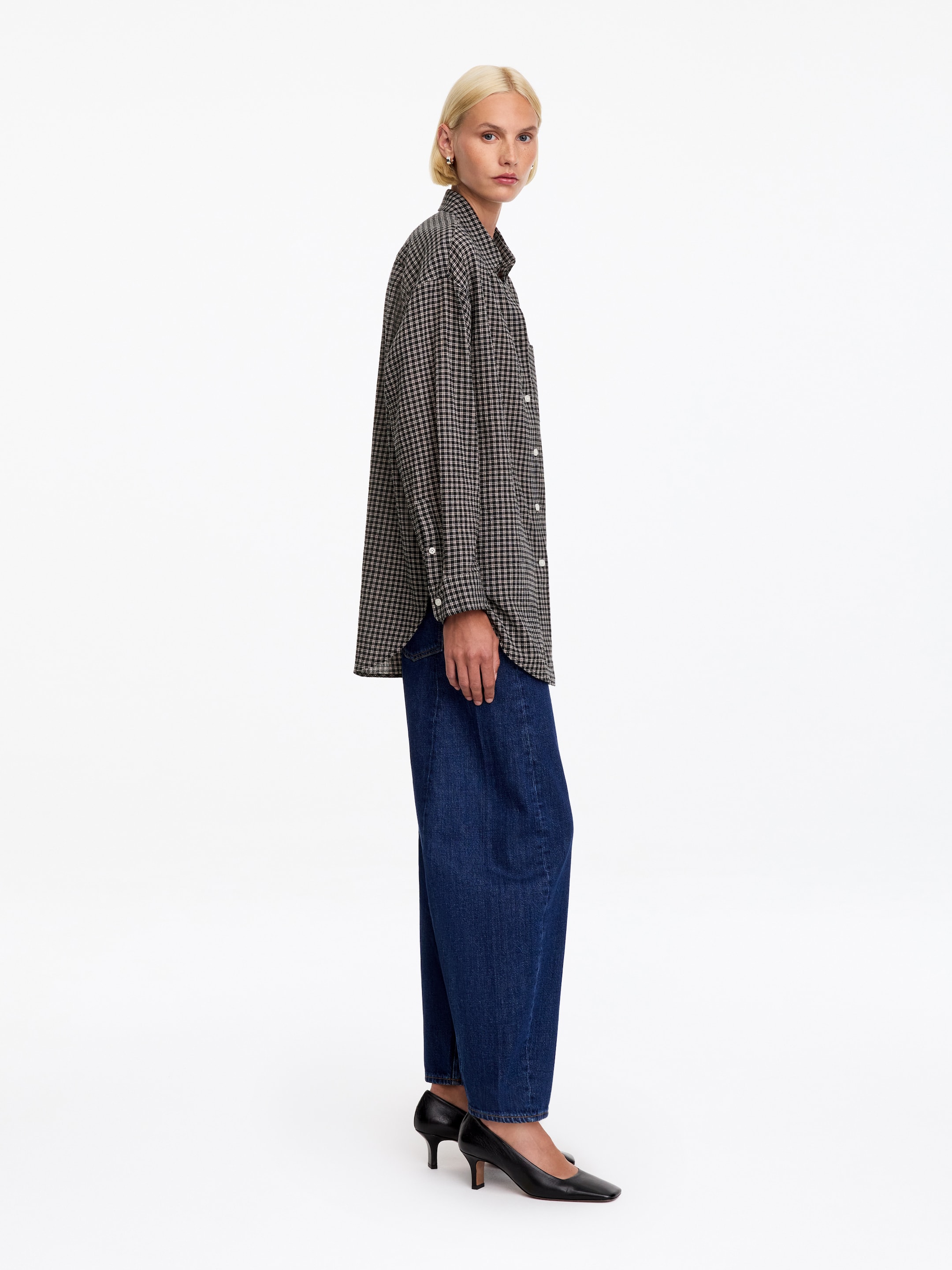 Oversized Cotton Shirt - Black/Checkered - Oversized - women - StillMedia/Lookbook - 2