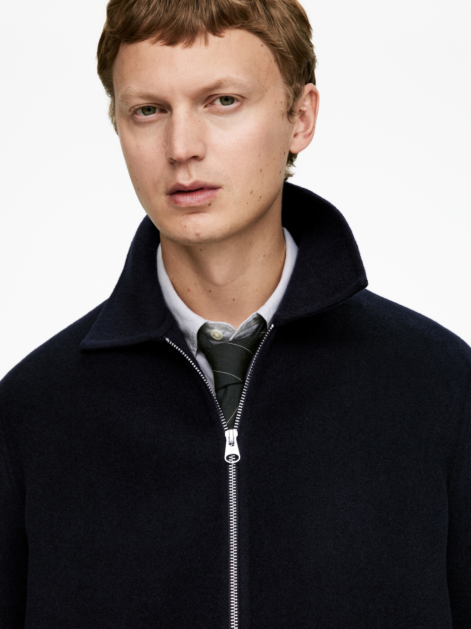 Chaqueta en mezcla de lana de doble faz - Azul oscuro/Marrón - 3