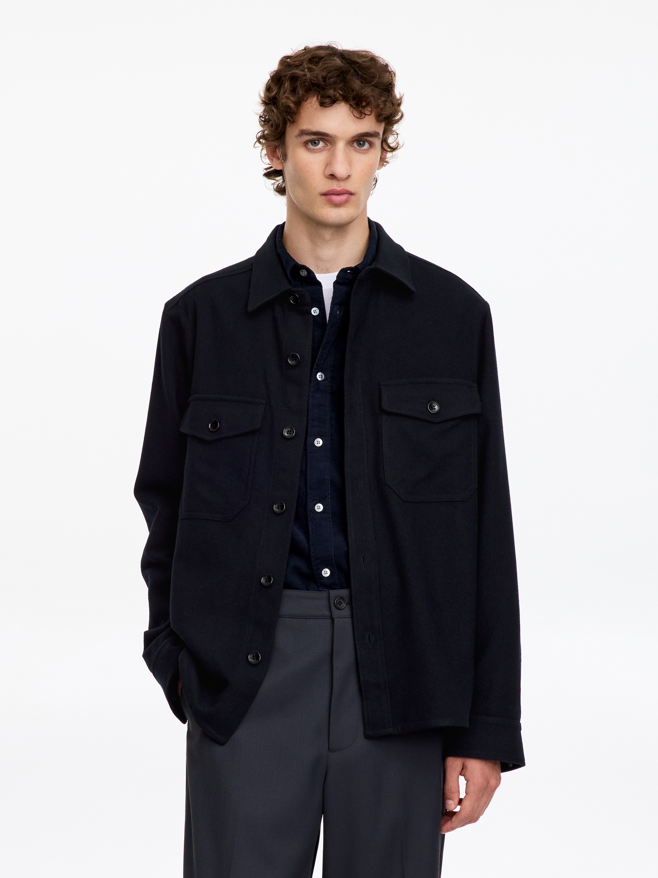 Wool Blend Overshirt - Dark Blue - Regular fit - men - StillMedia/Lookbook - 6